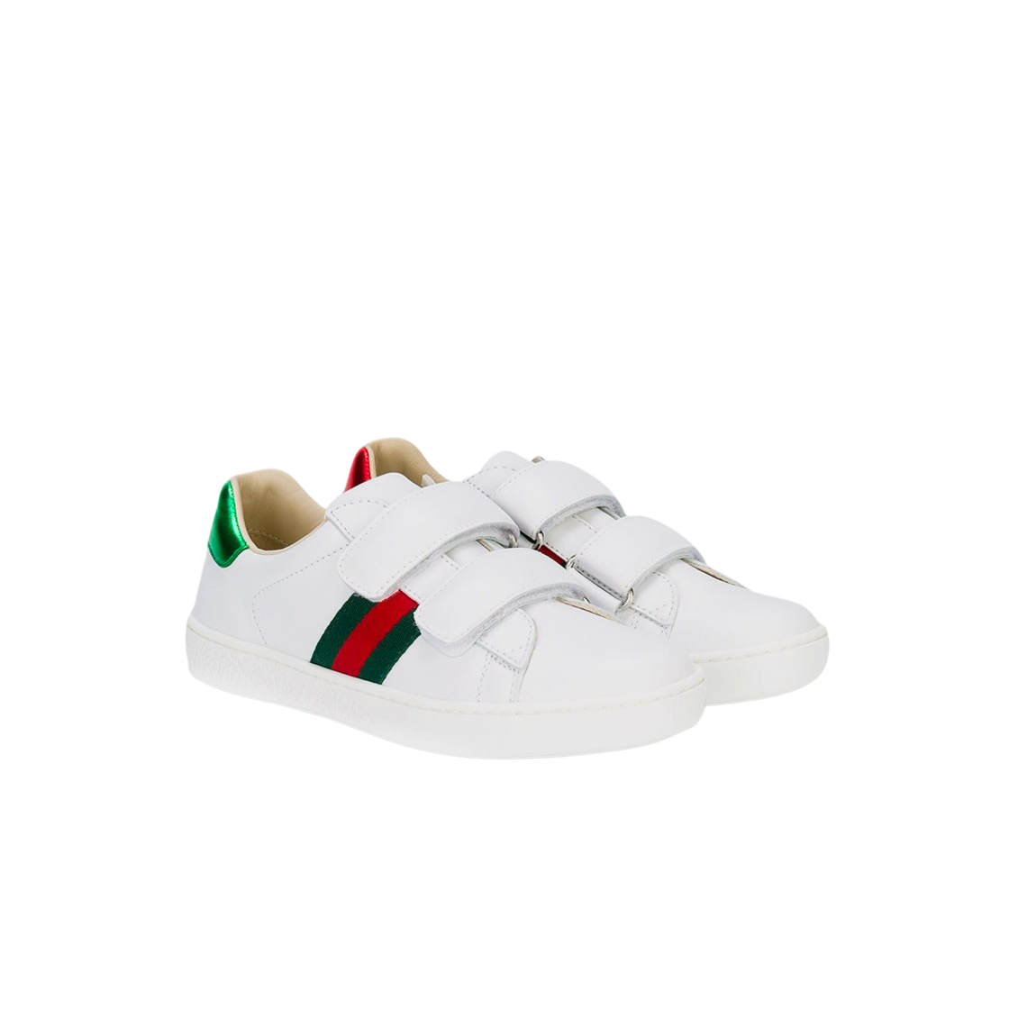 (키즈) 구찌 에이스 벨크로 스트랩 스니커즈 화이트((Kids) Gucci Ace Velcro Strap Sneakers White) - 1