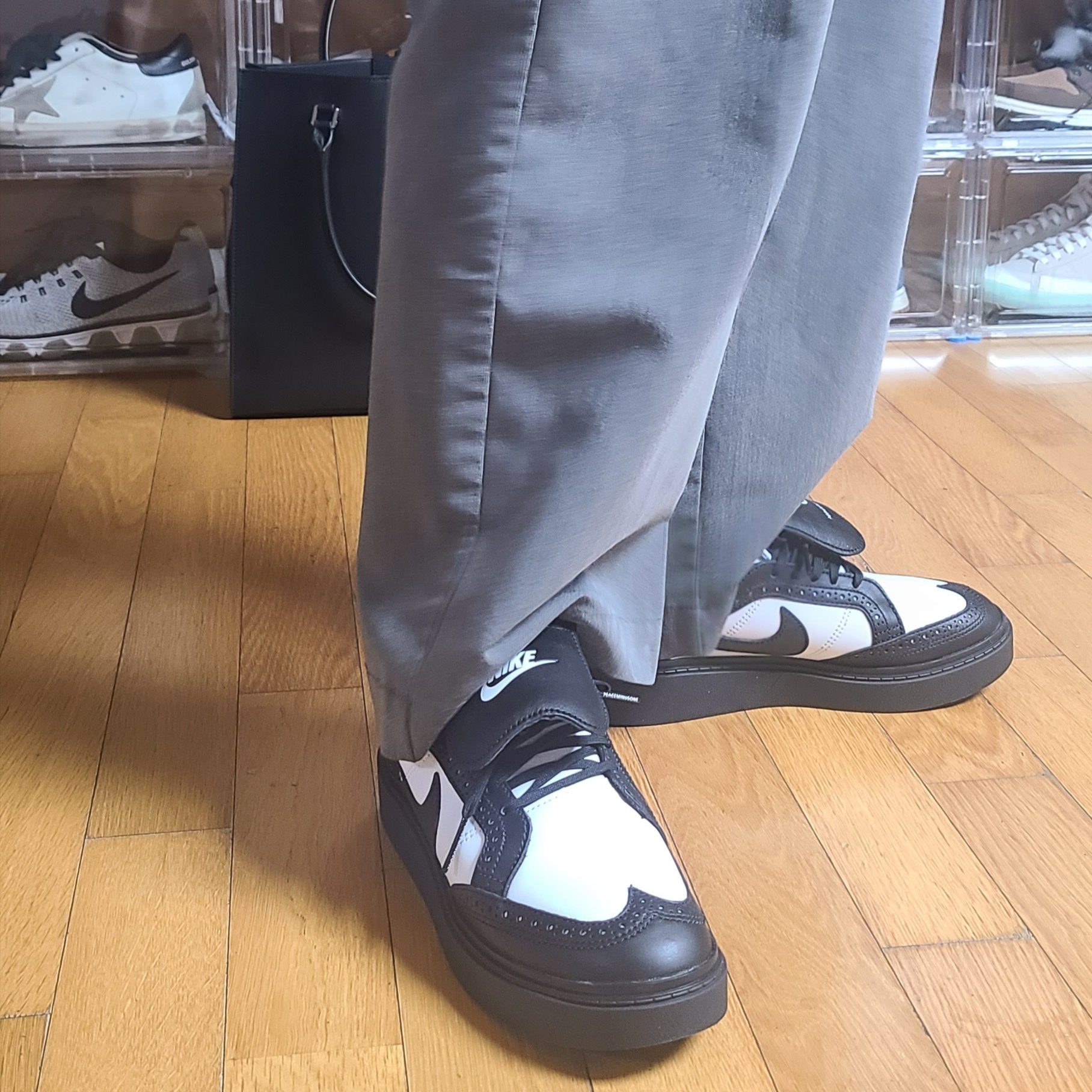 Nike x Peaceminusone Kwondo1 Black and White 착용 스타일