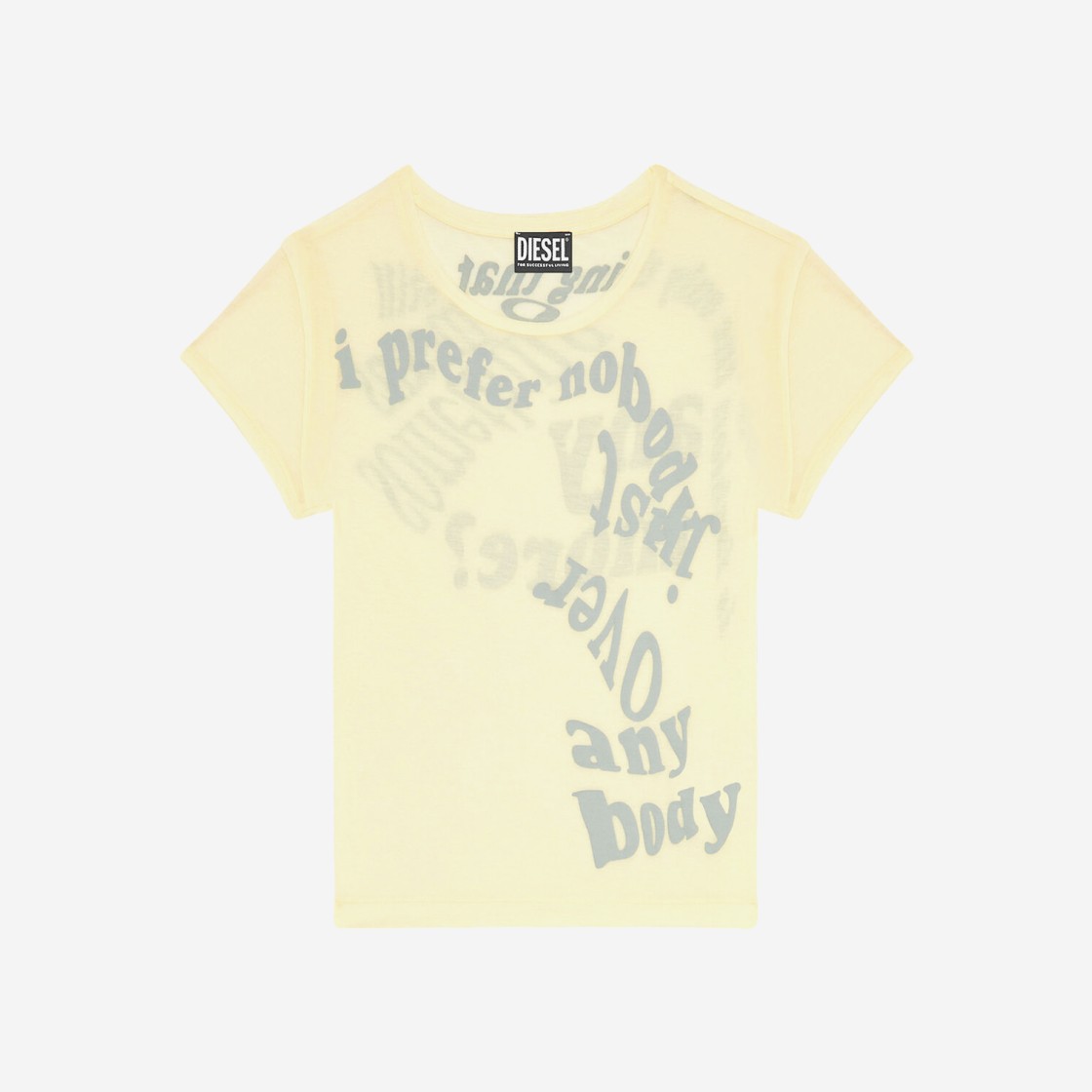 (W) Diesel T-Uncutie-Raw Cashmere Modal Puff Print T-Shirt Yellow 상세 이미지 1