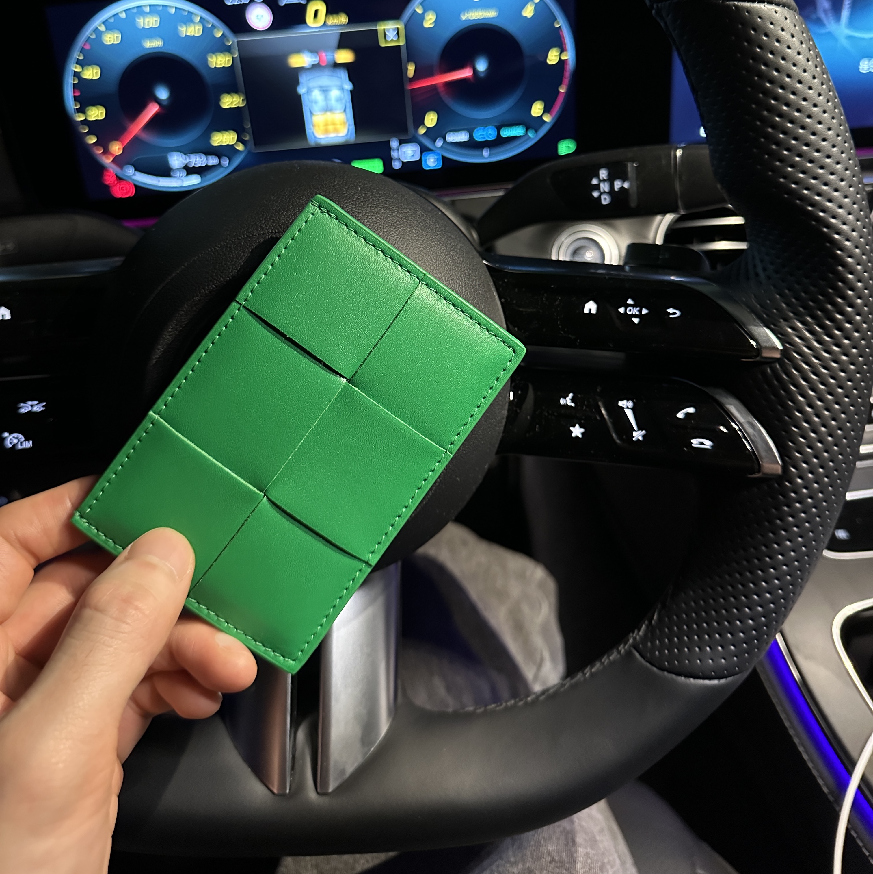 Bottega Veneta Credit Card Case Calfskin Parakeet 착용 스타일