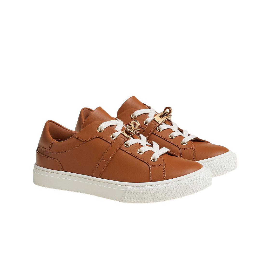 (W) 에르메스 데이 스니커즈 카프스킨 & 페르마브라스 하드웨어 나뛰렐((W) Hermes Day Sneakers Calfskin & Permabrass Naturel) - 2