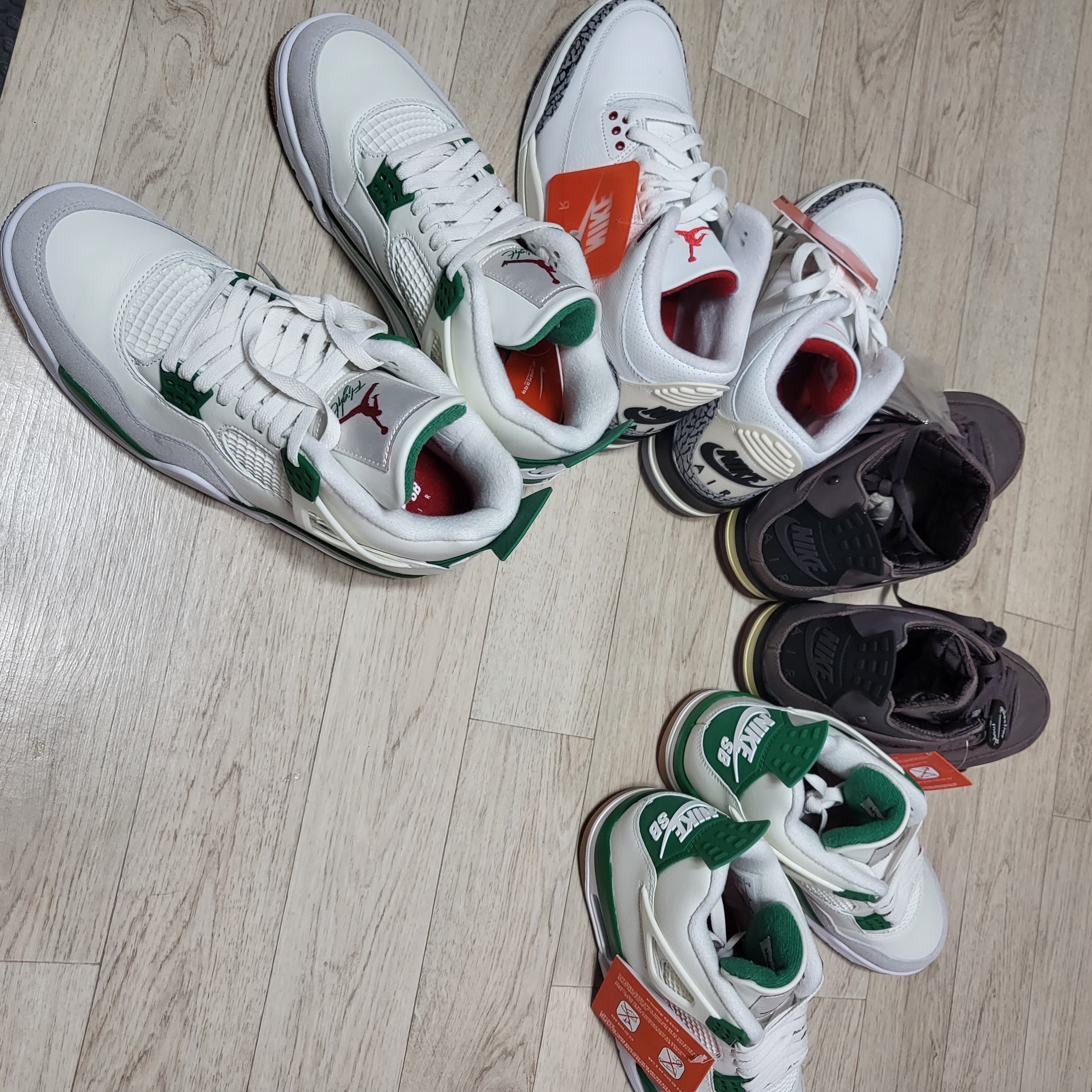 Jordan 4 x Nike SB Retro SP Pine Green, Jordan 3 Retro White Cement Reimagined 착용 스타일 - 2