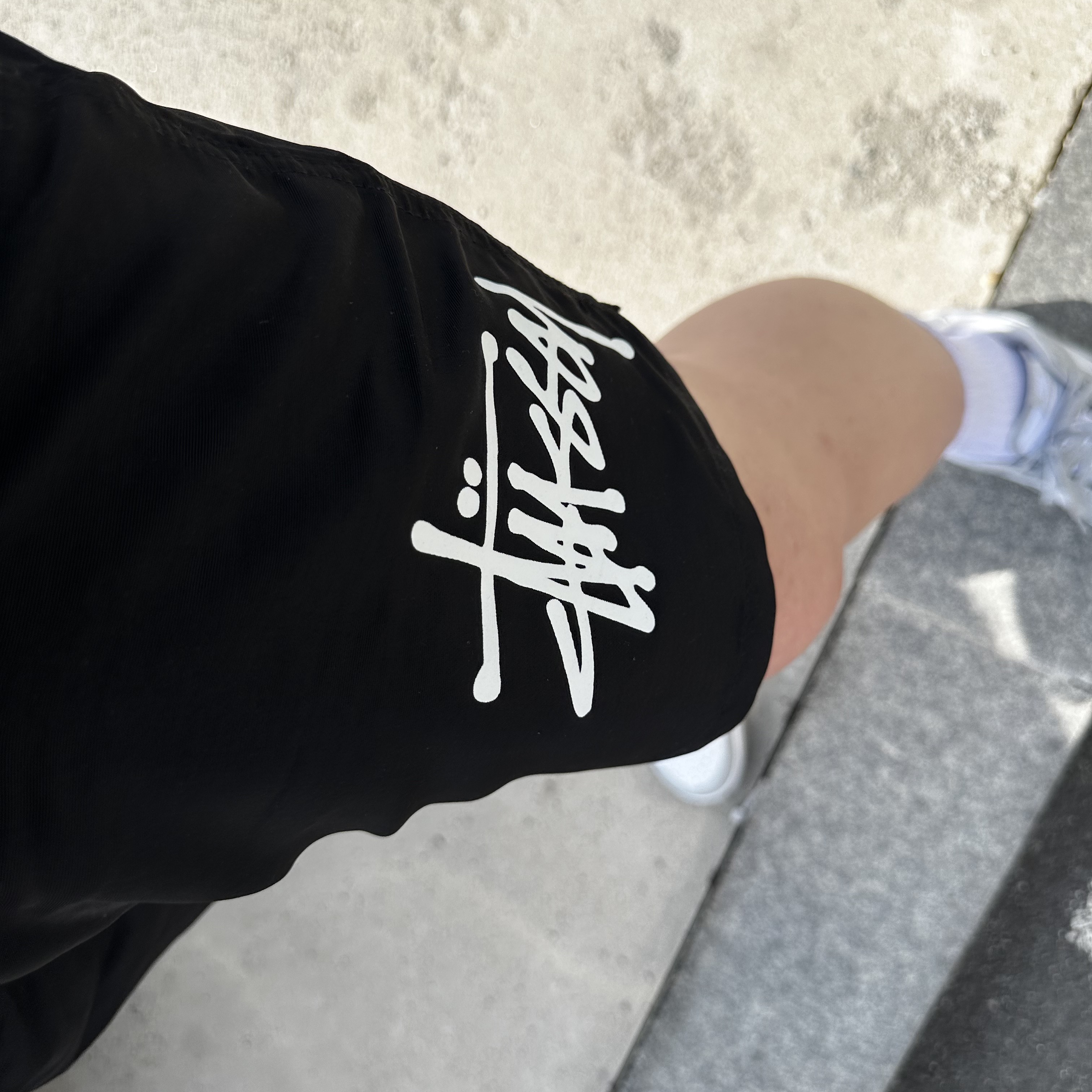 Stussy Big Basic Water Shorts Black, Nike Dunk Low Retro Grey Fog 착용 스타일