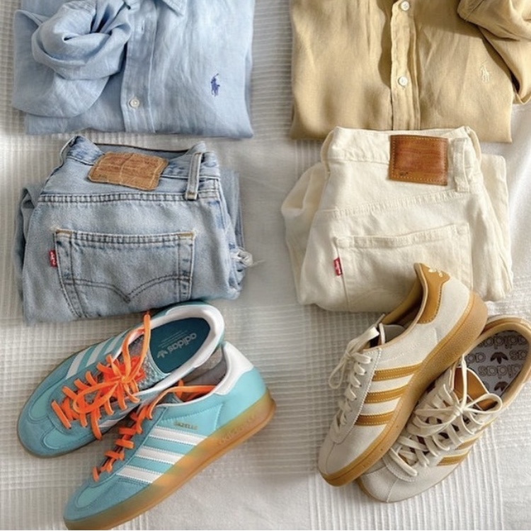 Adidas Gazelle Indoor Preloved Blue White 착용 스타일