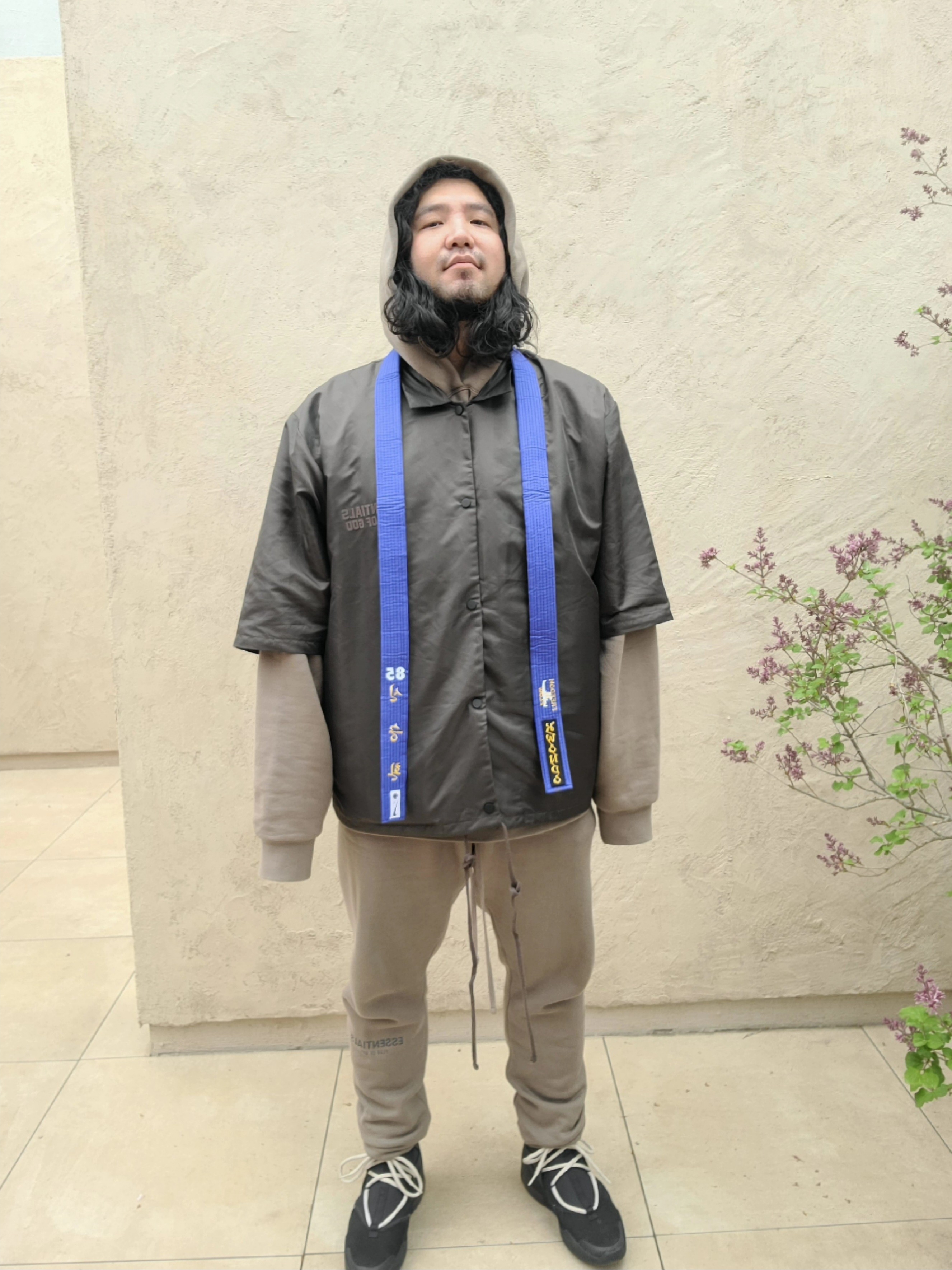 Nike x Fear of God Air Fear of God 1 Triple Black 착용 스타일 - 2