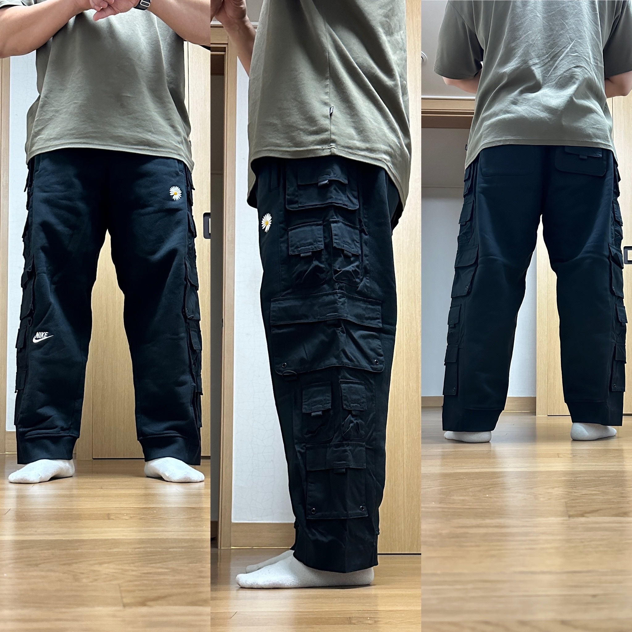 Nike x Peaceminusone Wide Pants Black (DR0096-010) 착용 스타일 - 1