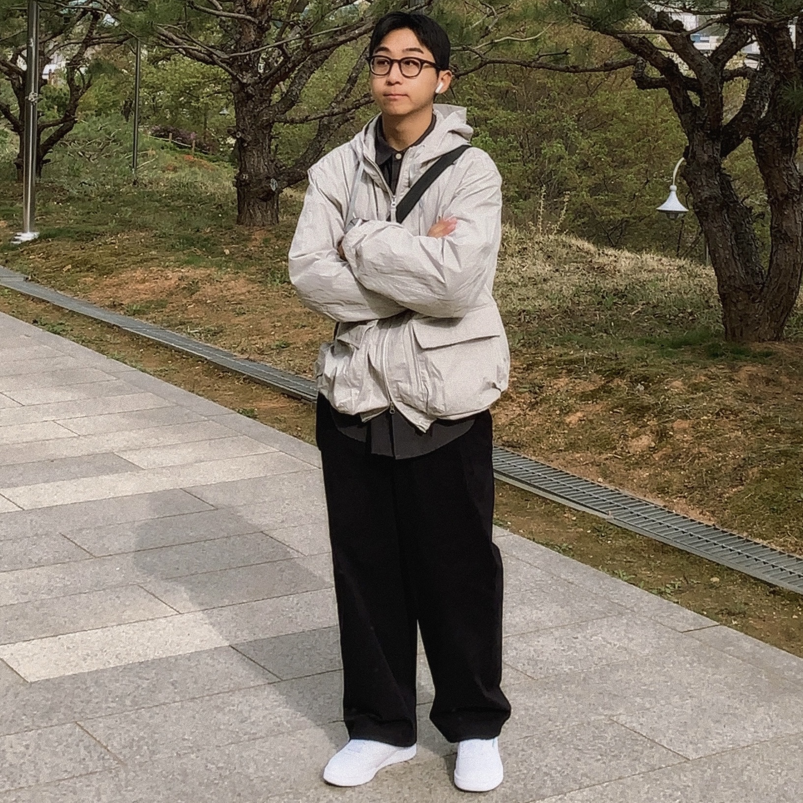 리복 클럽씨 85 화이트 그린 착용 스타일 - 1