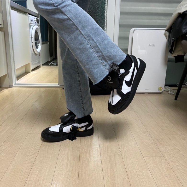 나이키 x 피스마이너스원 퀀도1 블랙 앤 화이트 착용 스타일 - 2