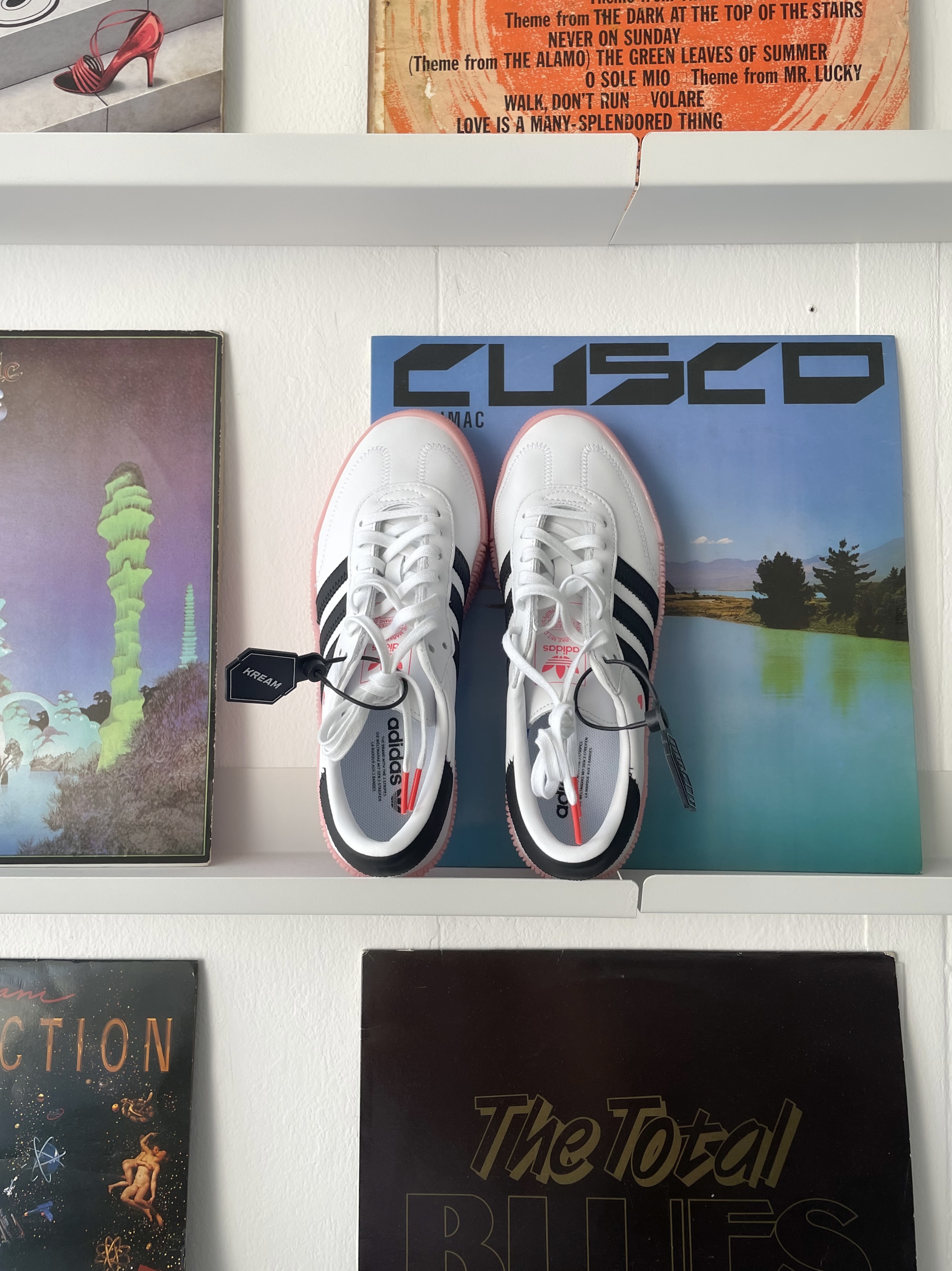 (W) Adidas Sambarose White Pink 착용 스타일 - 4