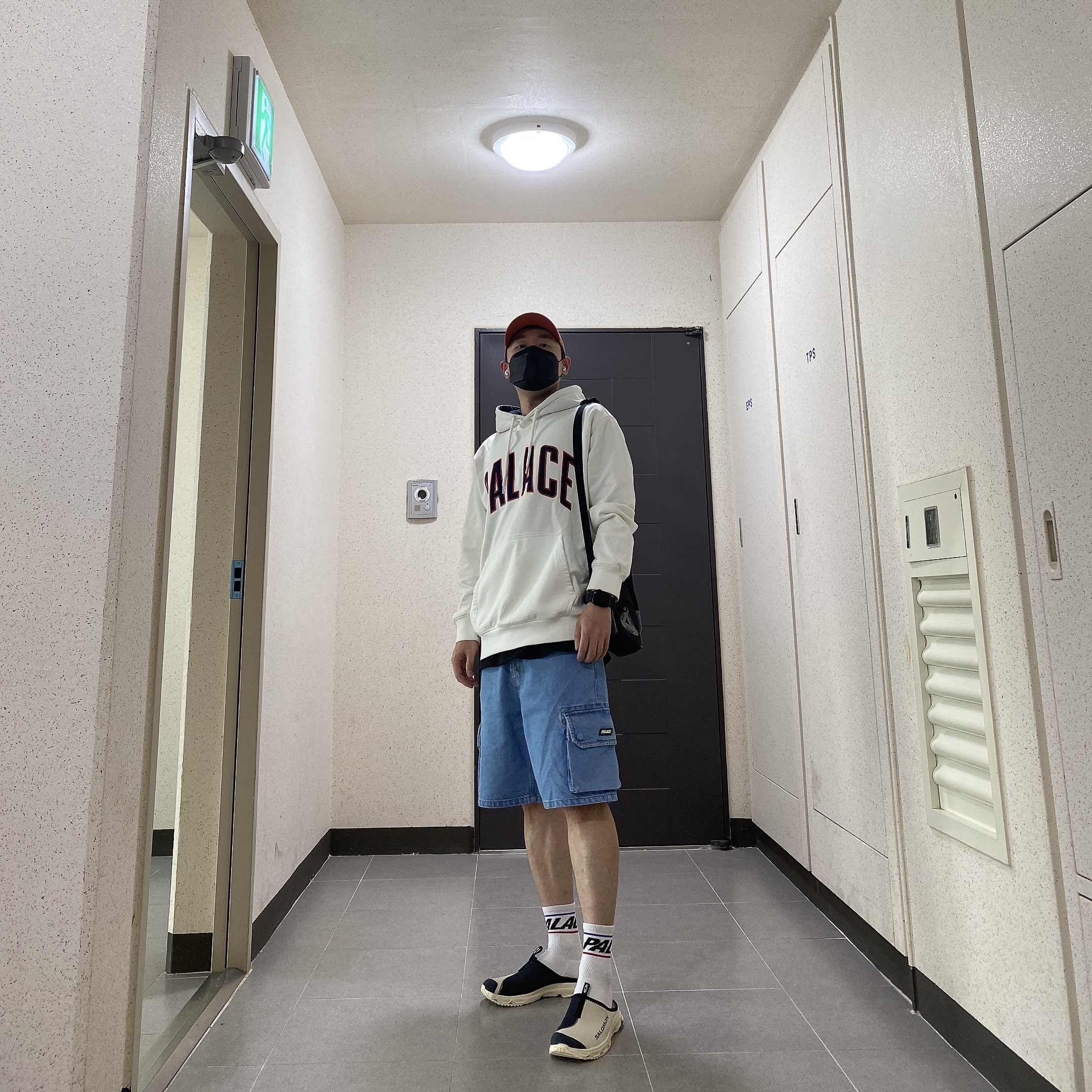 Palace Basically A Light Wax 6-Panel Orange - 21FW, Palace Sportini Hood Black - 21SS 착용 스타일