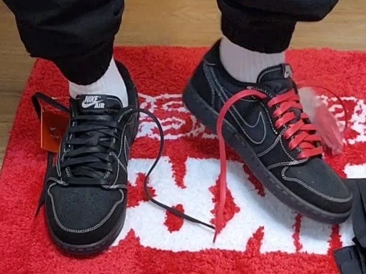 Jordan 1 x Travis Scott Retro Low OG SP Black Phantom 착용 스타일 - 1
