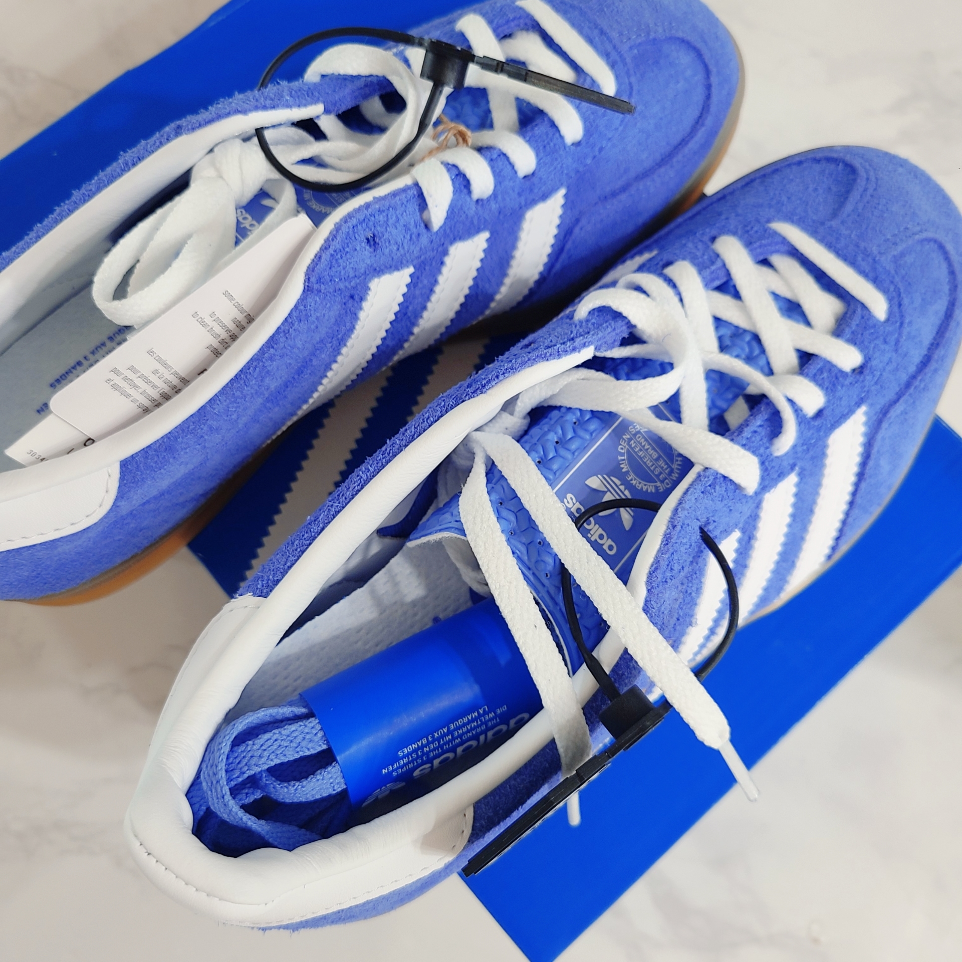 (W) Adidas Gazelle Indoor Blue Fusion Cloud White 착용 스타일 - 3