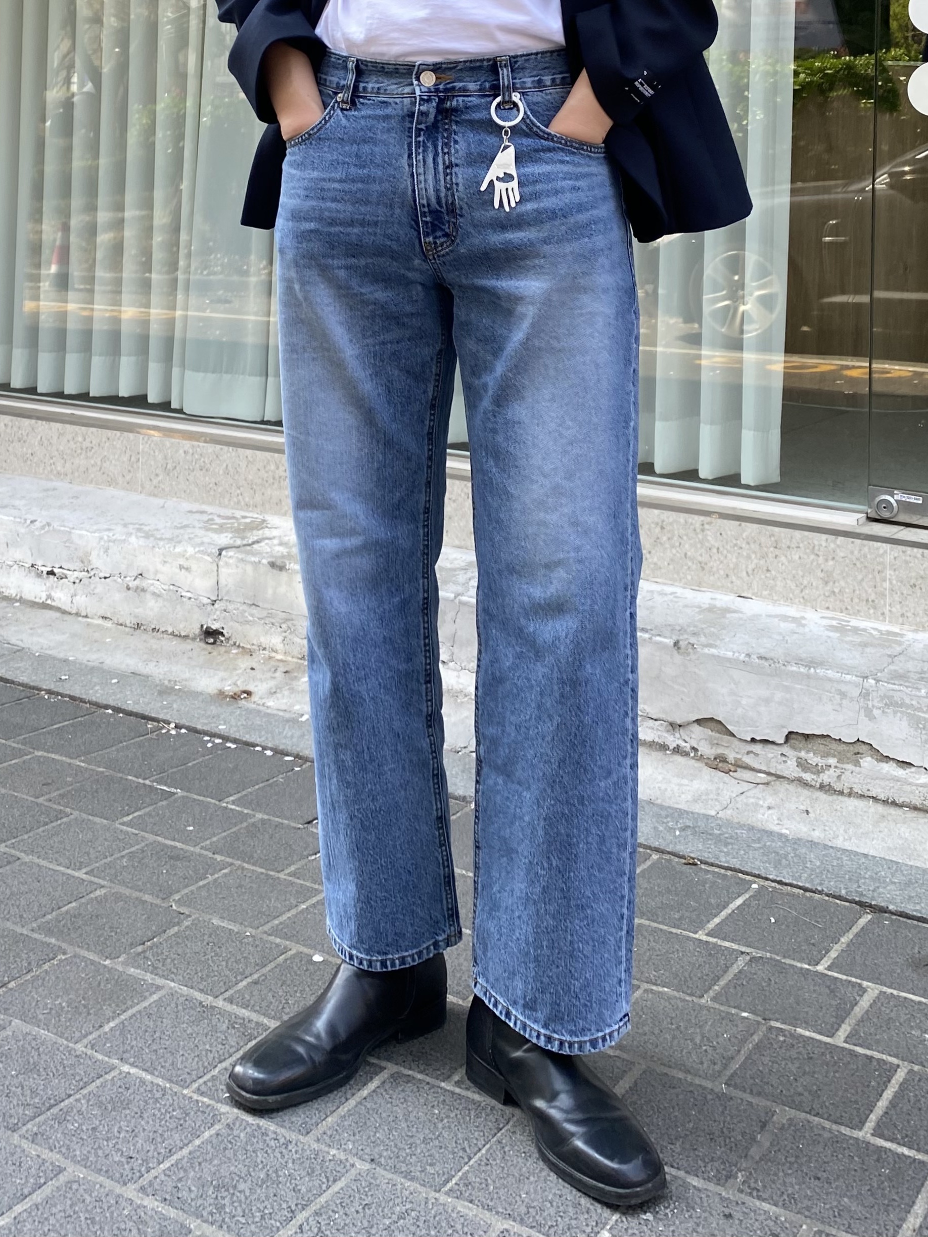 Zara x Ader Error Oversize Blazer Navy 착용 스타일 - 2