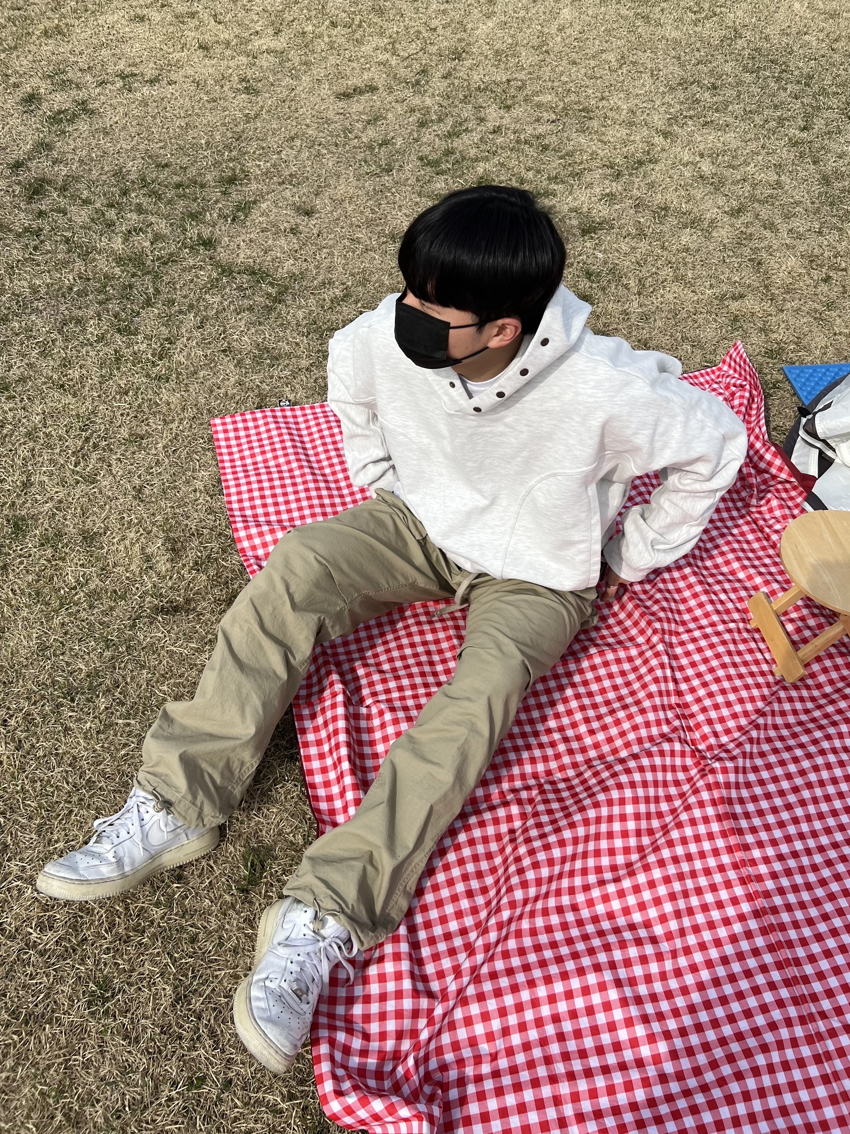 Nike Air Force 1 '07 Low White, Grailz Geometry Hoodie Heather Grey 착용 스타일 - 2
