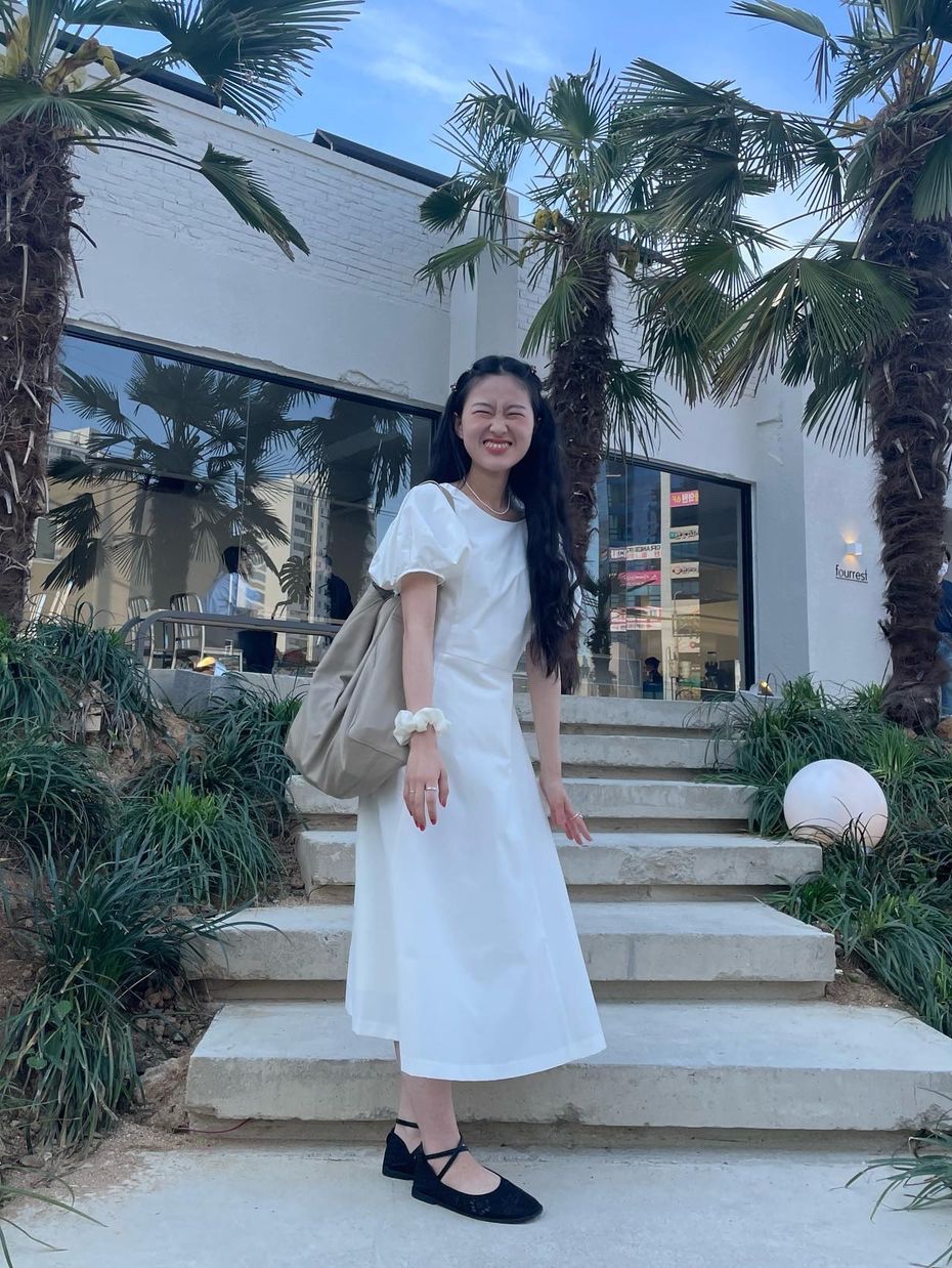 Haveless Women Signature Puff Dress Ivory, Haveless Women Signature Puff Dress Black 착용 스타일