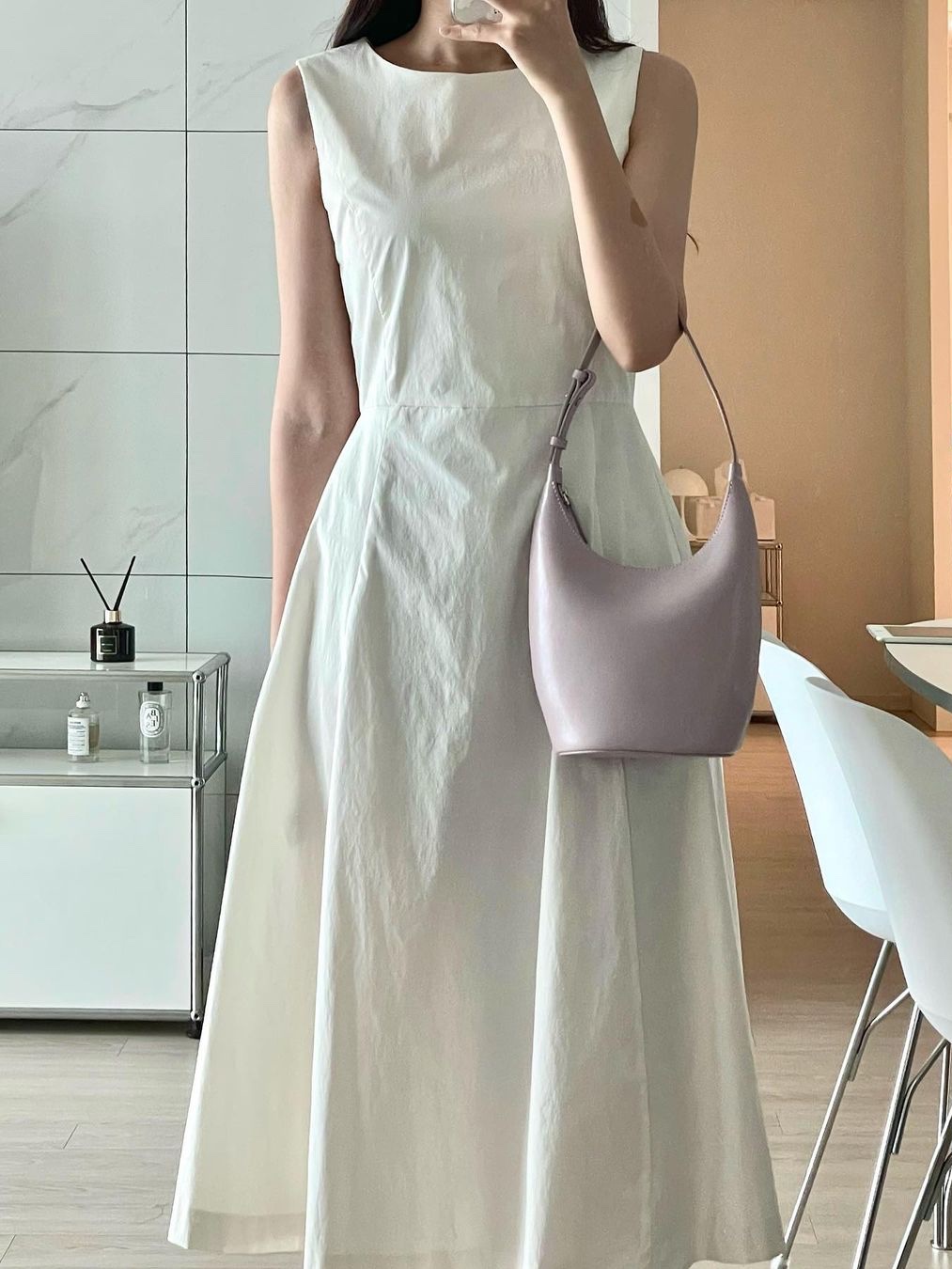 Haveless Women Sleeveless Flare Dress Ivory, Haveless Women Sleeveless Flare Dress Black 착용 스타일