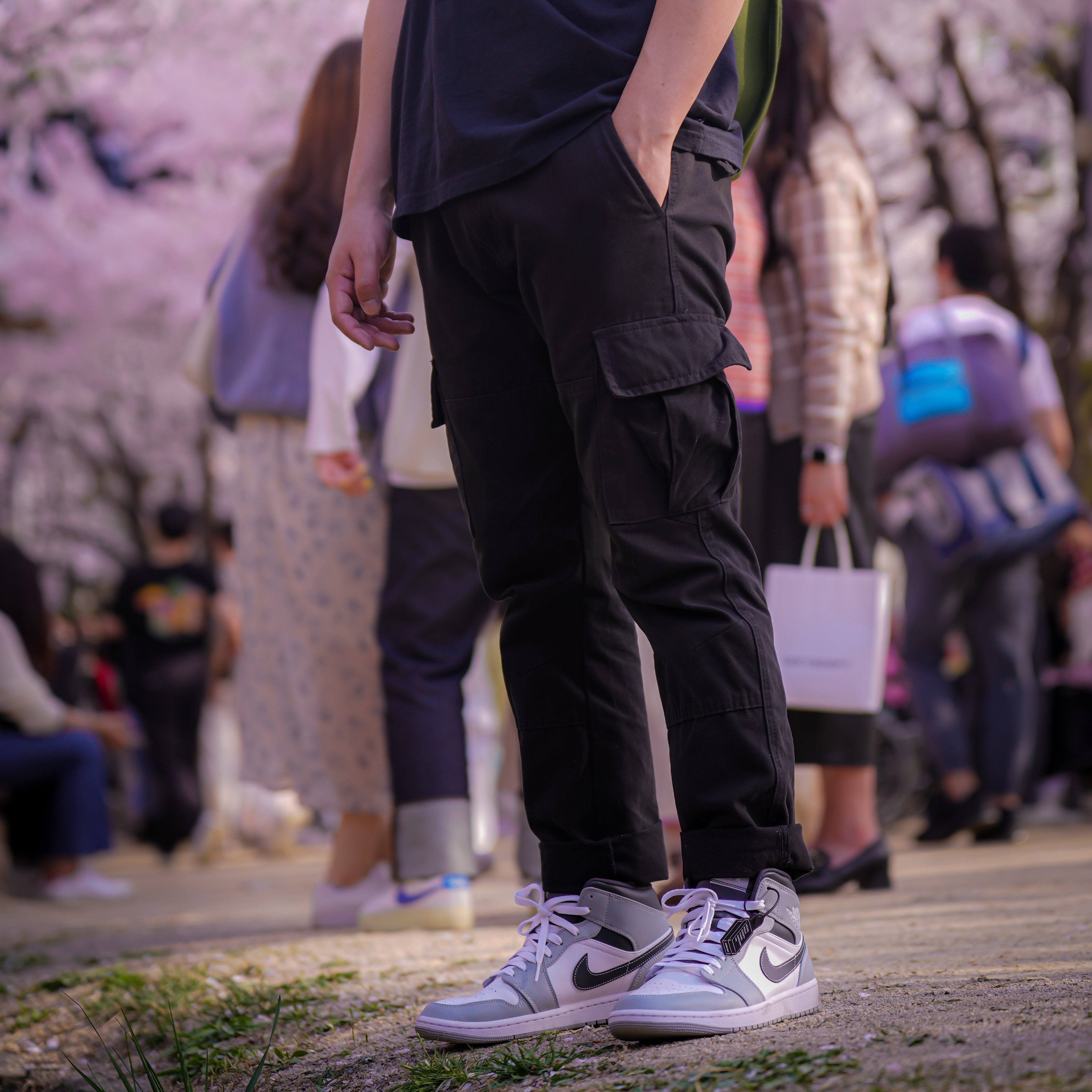 (GS) Jordan 1 Mid Light Smoke Grey Anthracite 착용 스타일 - 2