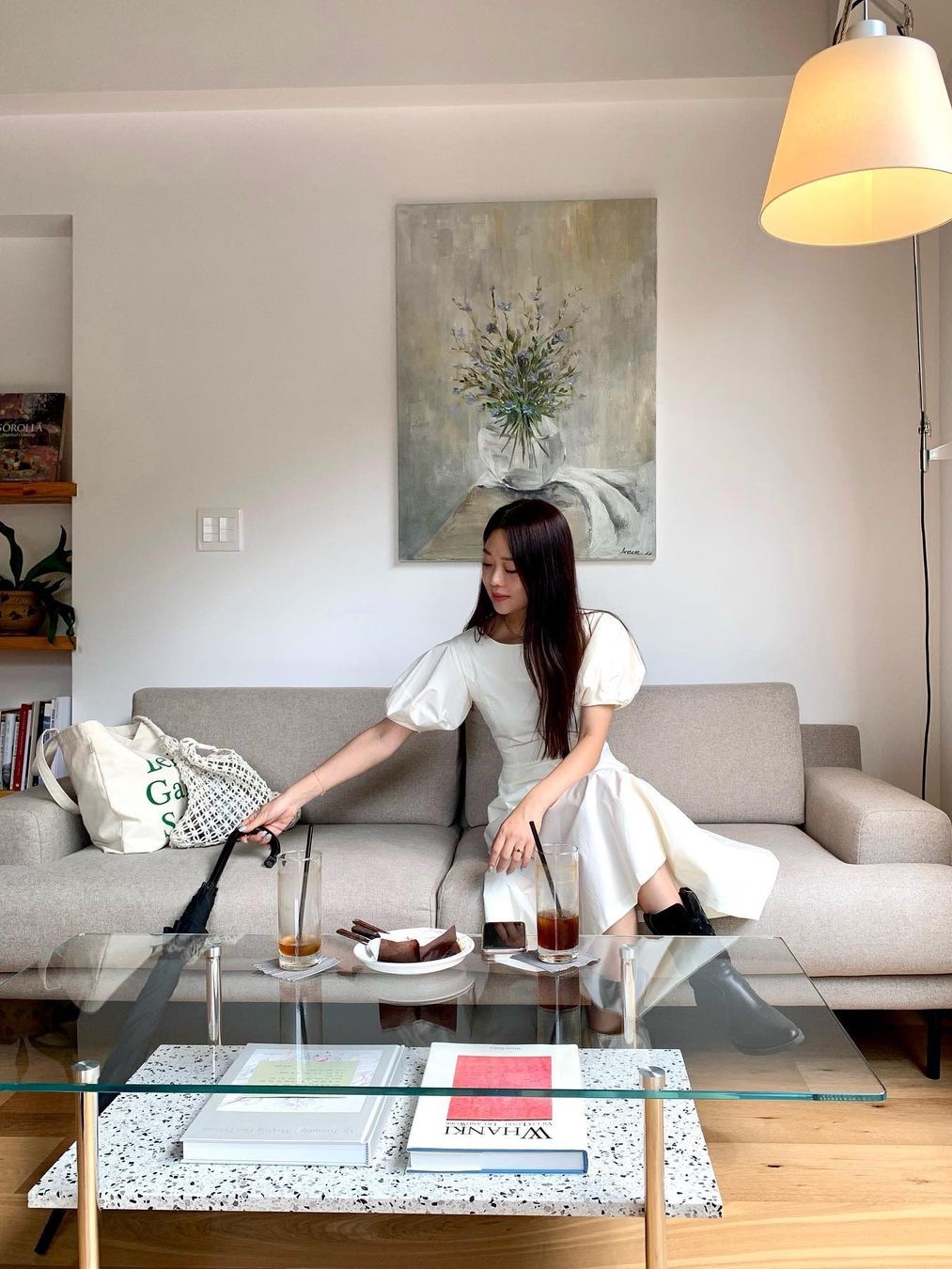 Haveless Women Signature Puff Dress Ivory, Haveless Women Signature Puff Dress Beige 착용 스타일
