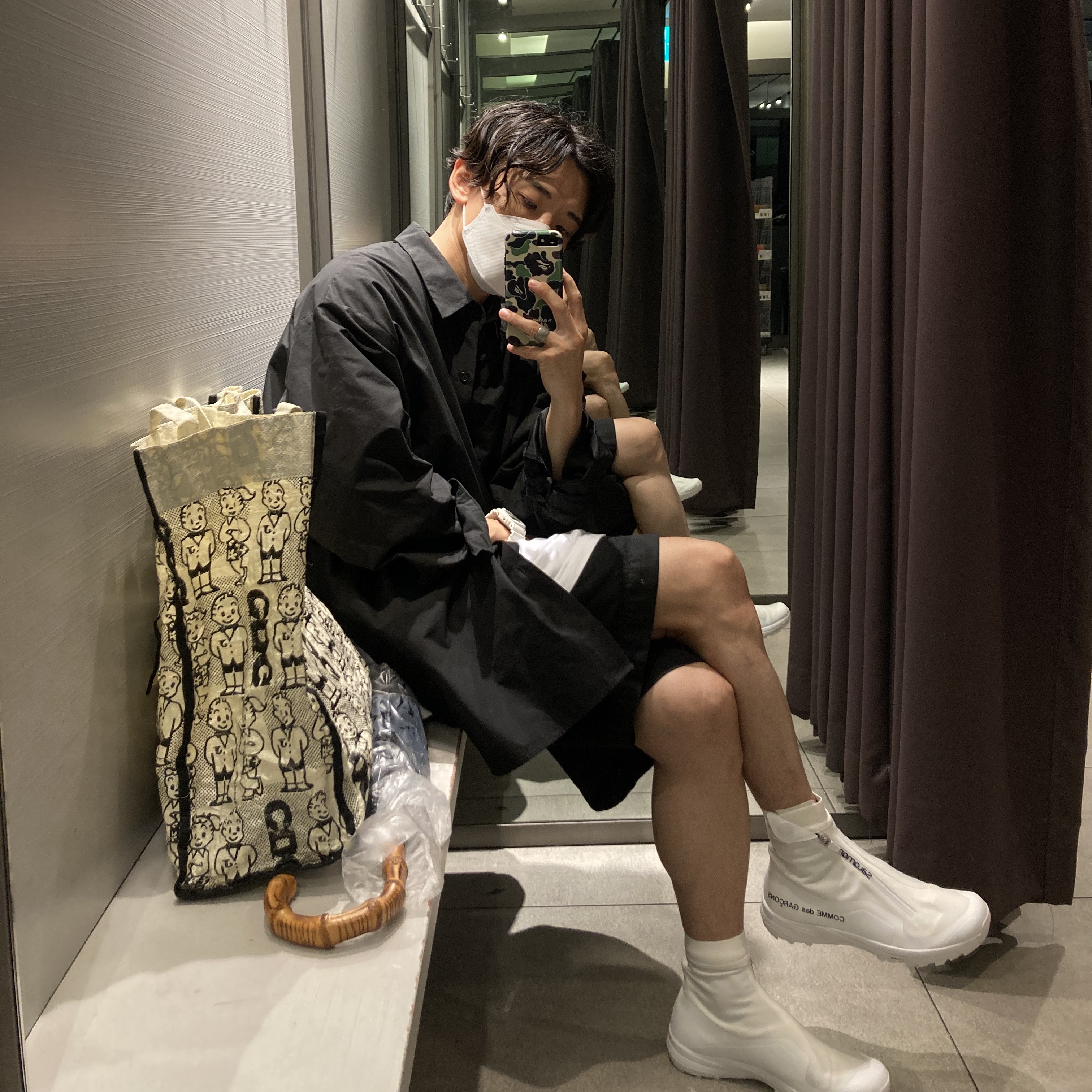 Salomon x Comme des Garcons XA-Alpine 2 White 착용 스타일