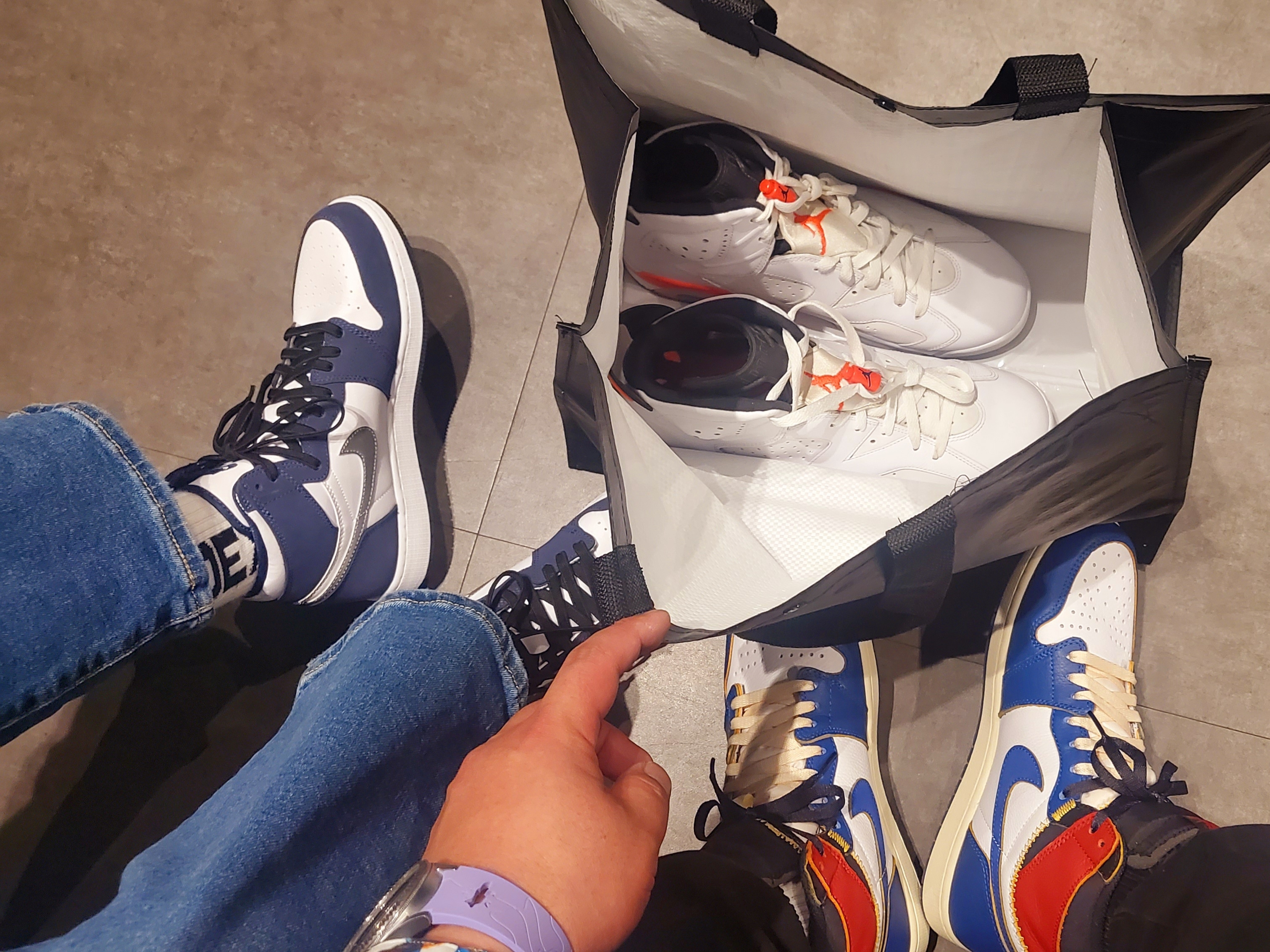 Jordan 1 x Union Retro High Blue Toe, (GS) Jordan 1 Retro High OG CO.JP Midnight Navy 착용 스타일 - 2
