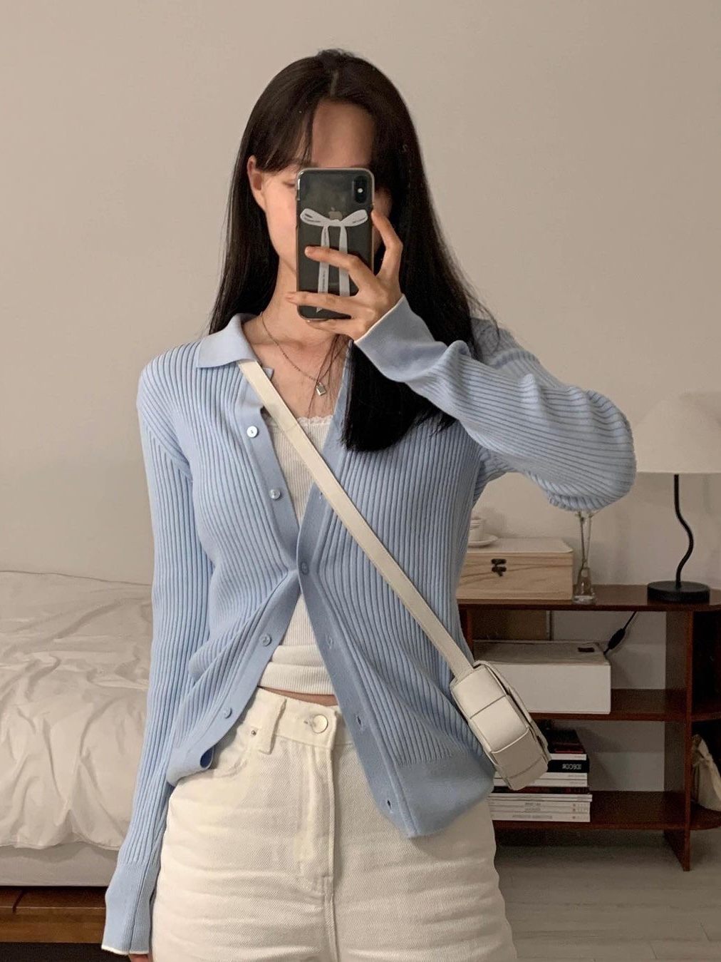 [KREAM 단독] Haveless Women Linda Modal Blend Cardigan Lime, Haveless Women Linda Modal-Blend Cardigan White 착용 스타일