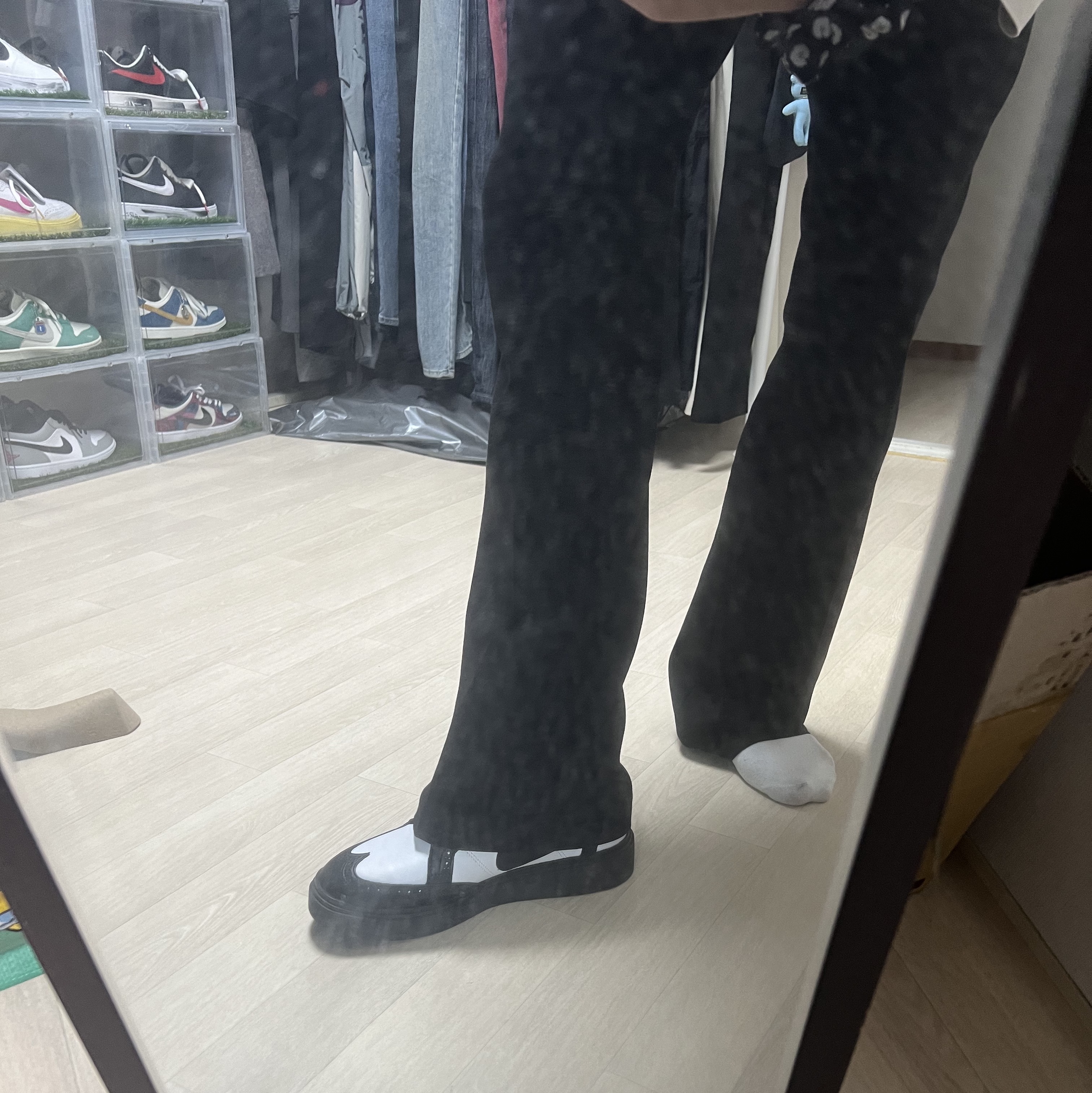 Nike x Peaceminusone Kwondo1 Black and White 착용 스타일