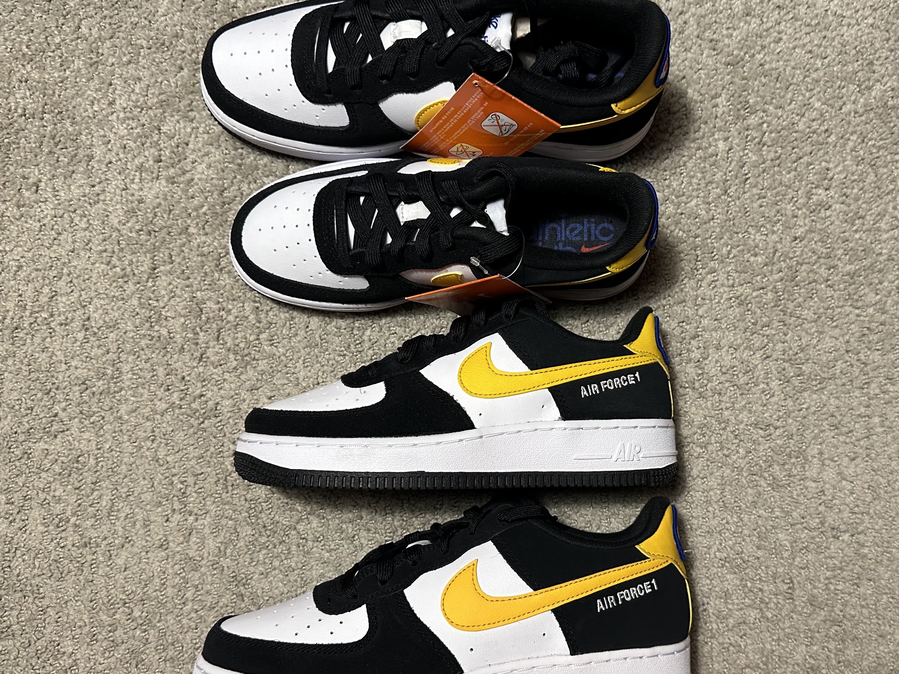 (GS) Nike Air Force 1 LV8 Athletic Club Black Dark Sulfur, (GS) Nike Air Force 1 LV8 Athletic Club Light Smoke Grey Marina 착용 스타일 - 5