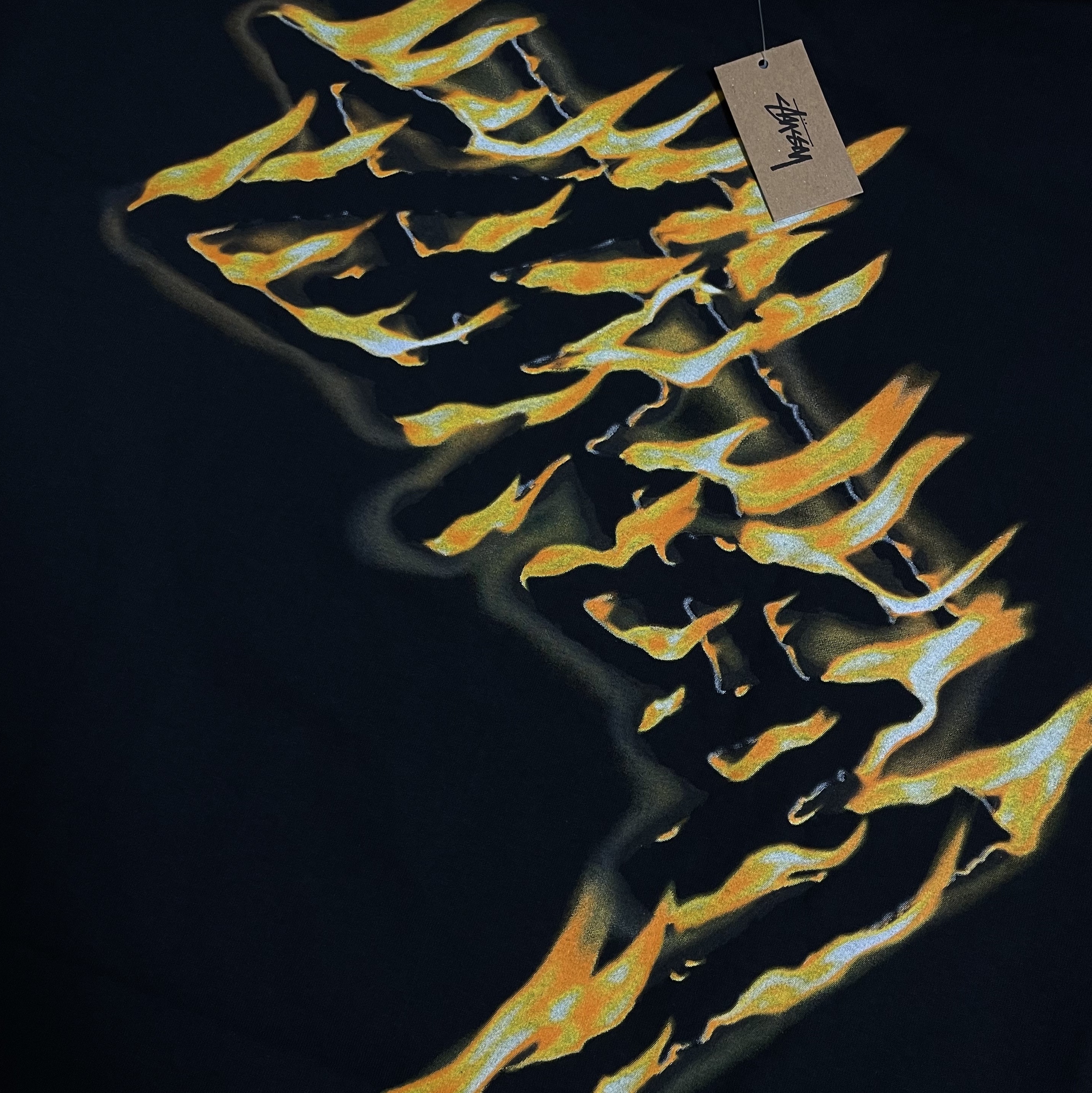 Stussy Burning Stock T-Shirt Black 착용 스타일