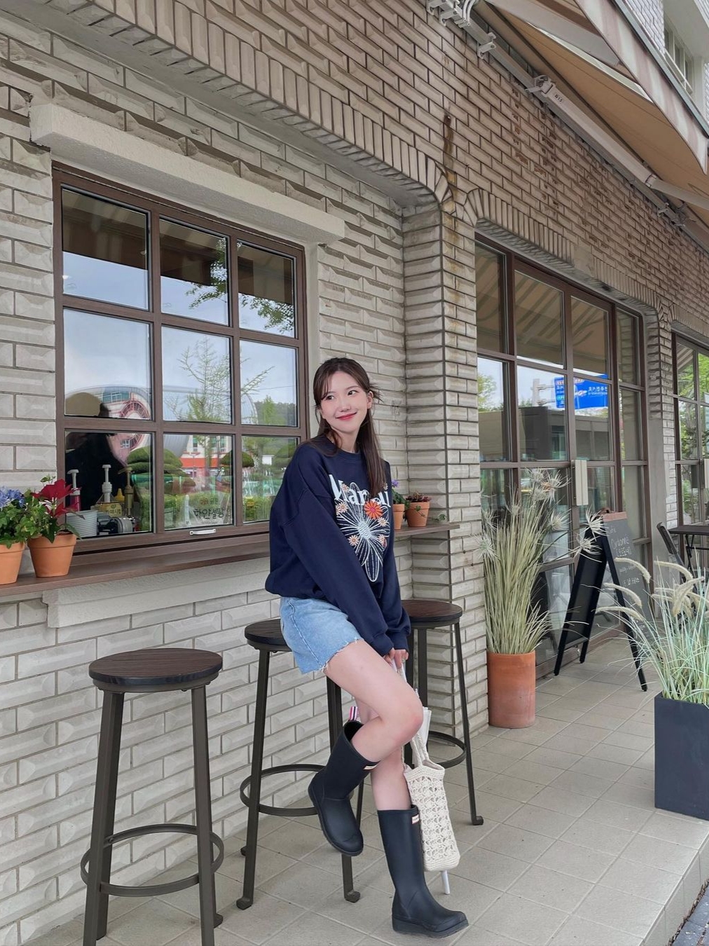 Hunter Women OriginalPlay Tall Rainboots Black 착용 스타일