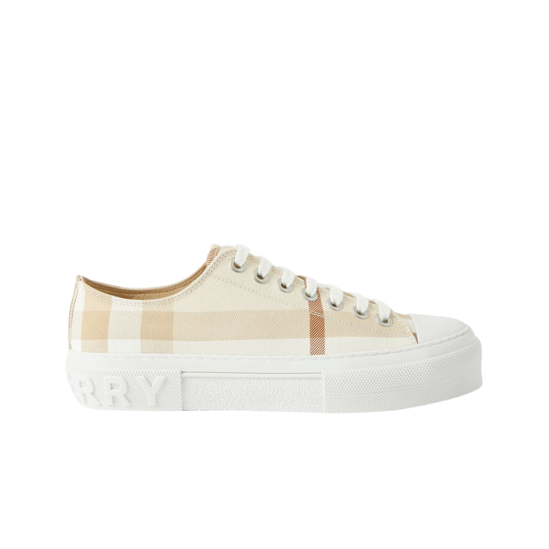 (W) 버버리 체크 코튼 스니커즈 소프트 펀((W) Burberry Check Cotton Sneakers Soft Fawn)