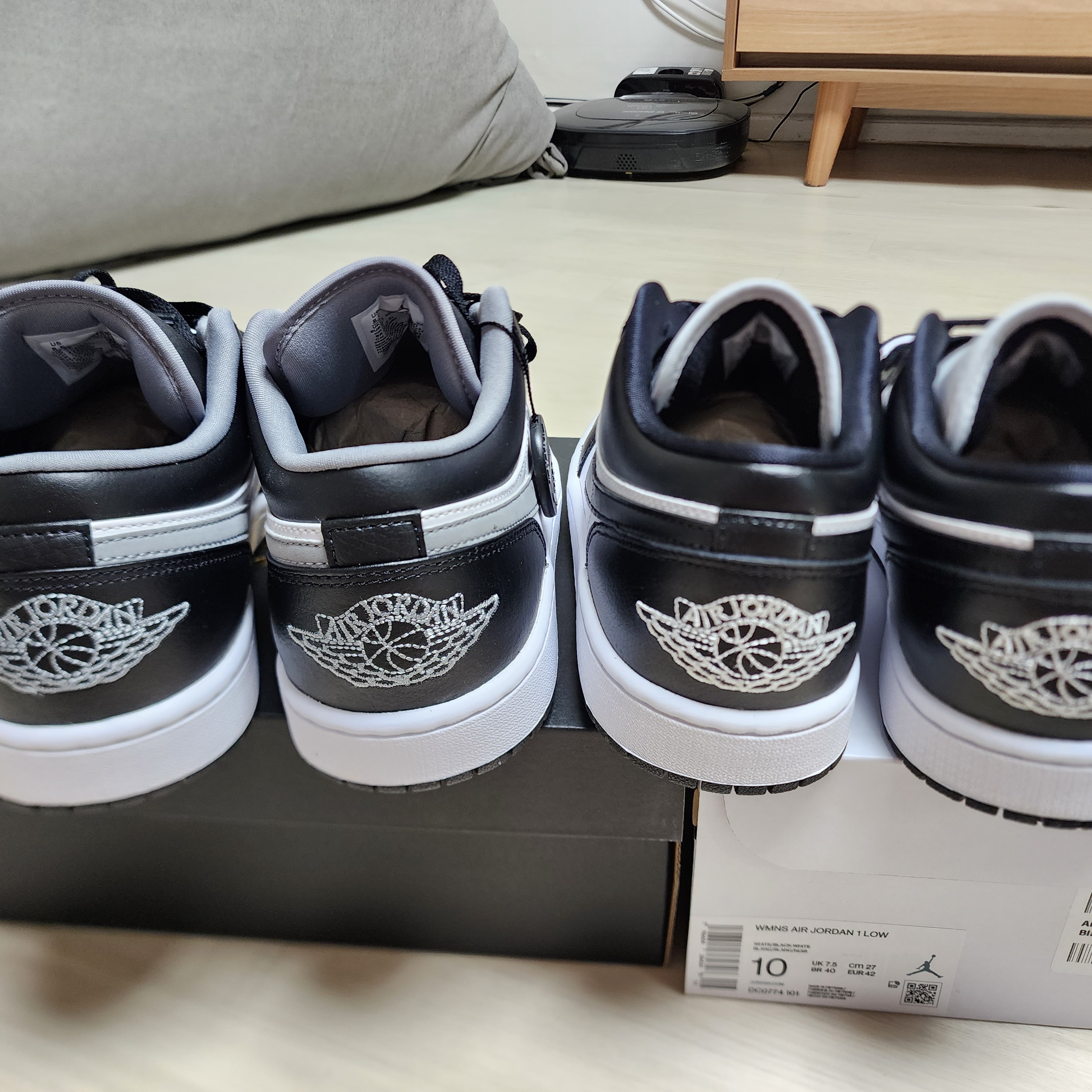 Jordan 1 Low Black Particle Grey, (W) Jordan 1 Low Black and White 착용 스타일 - 3