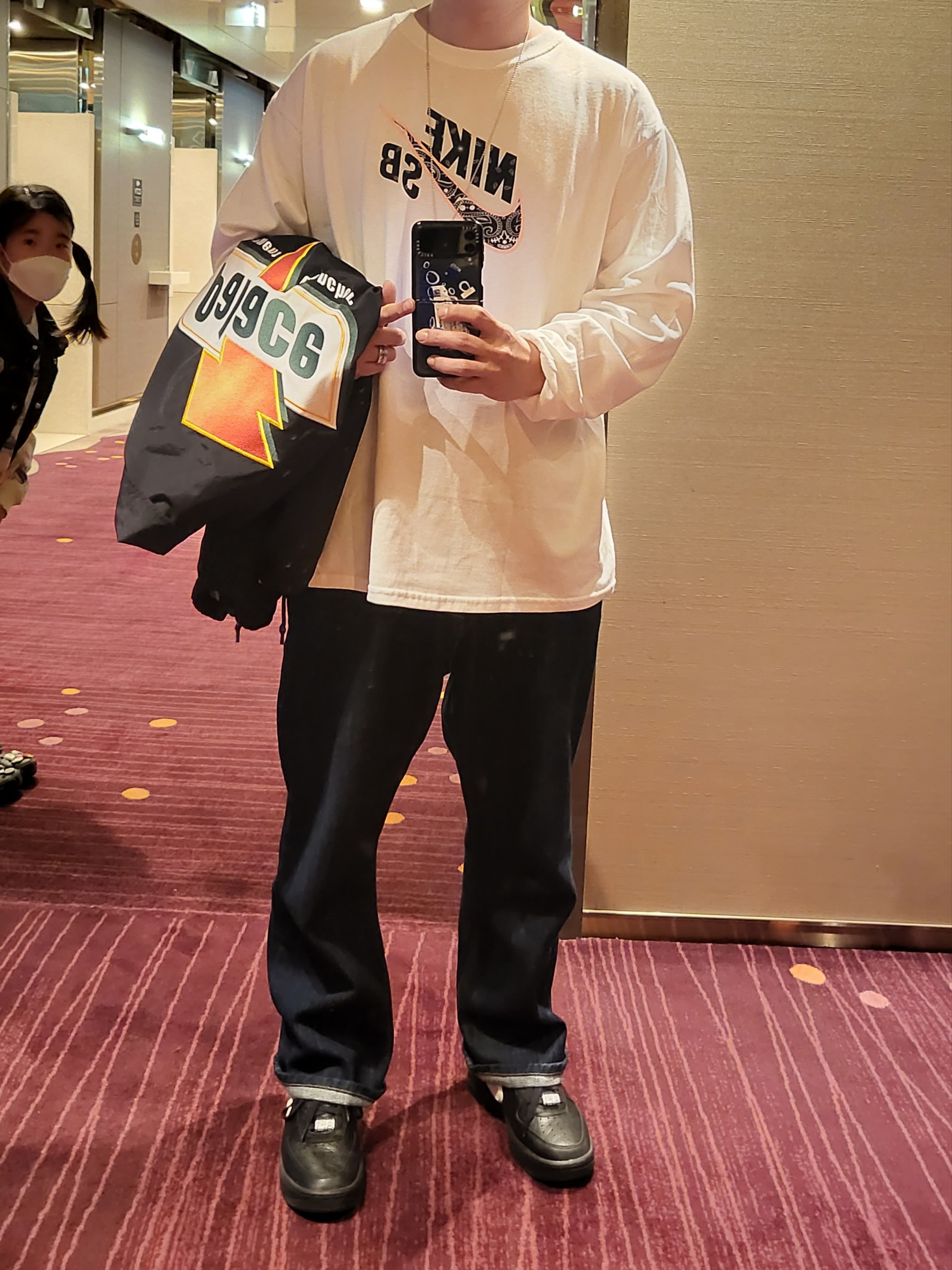 Nike x Ambush Air Force 1 Low SP Black, Palace Sugar Coach Jacket Black - 21SS 착용 스타일