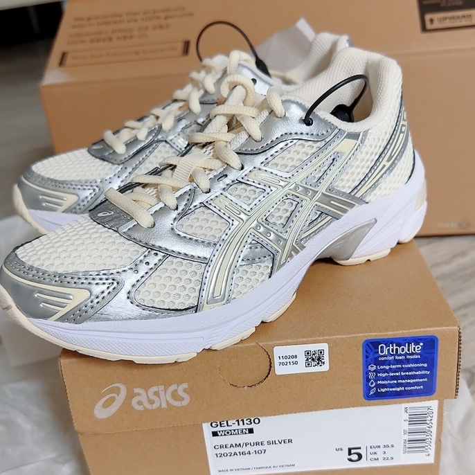 (W) Asics Gel-1130 Cream Pure Silver 착용 스타일
