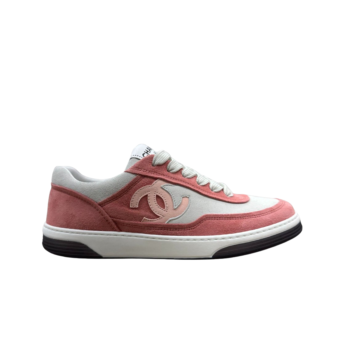 (W) 샤넬 스니커즈 스웨이드 키드스킨 & 핑크 화이트((W) Chanel Sneakers Suede Kidskin & Pink White)