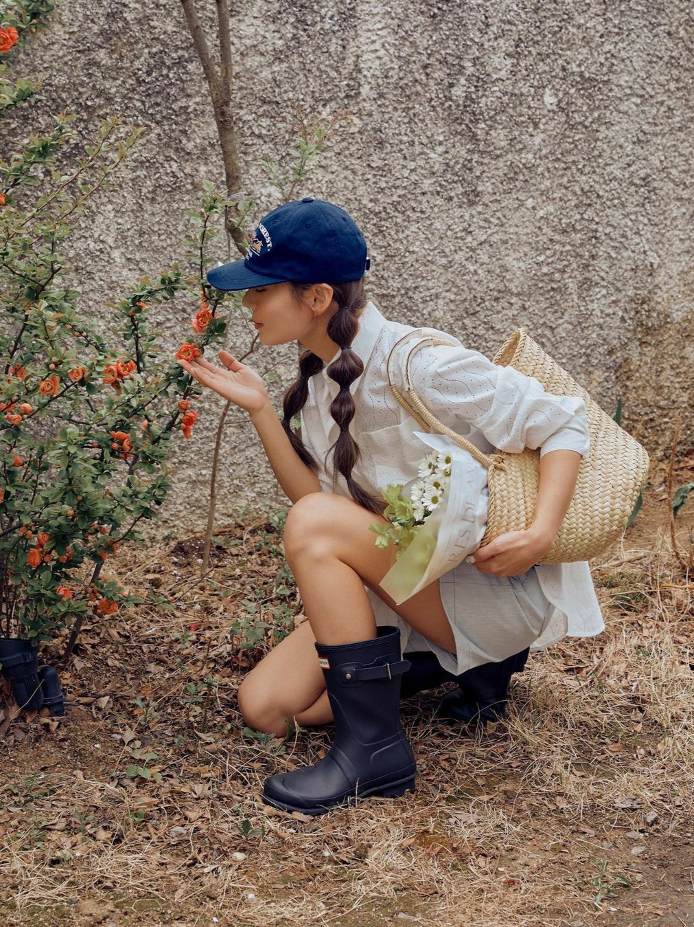 Hunter Women Original Short Rainboots Black 착용 스타일