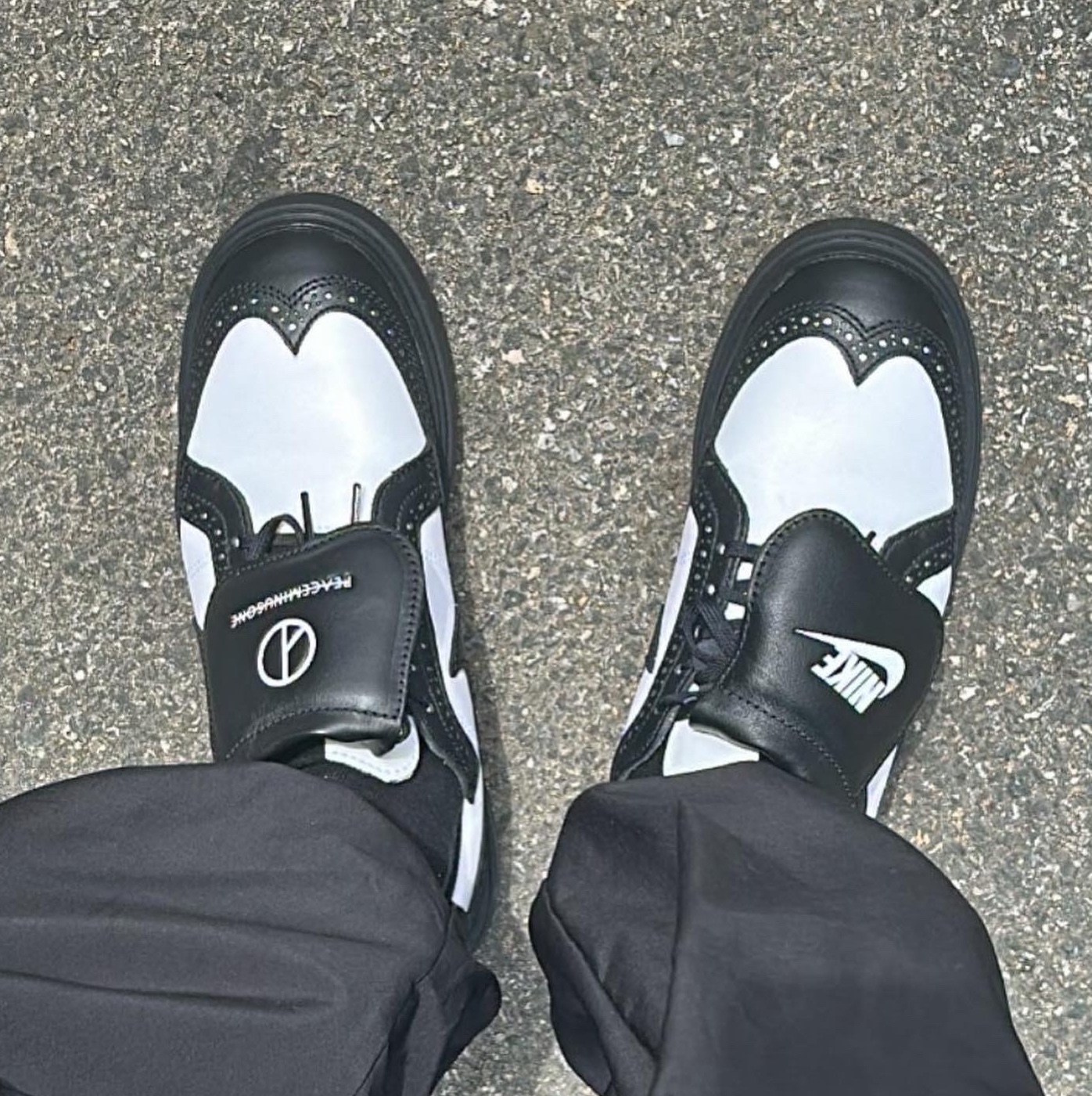 Nike x Peaceminusone Kwondo1 Black and White 착용 스타일