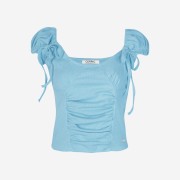 Cerric Women Crease Shirring Half Top Blue