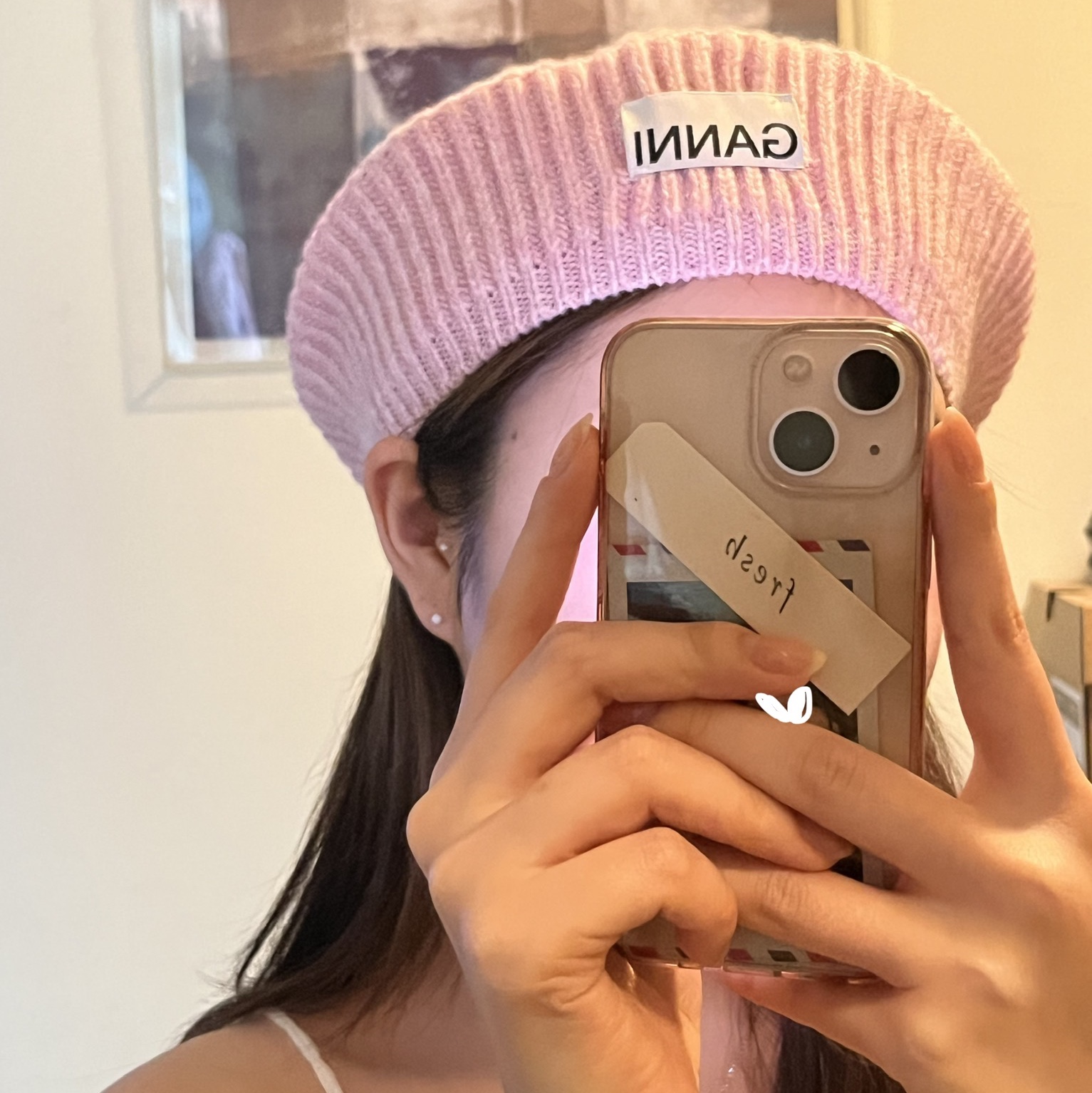 (W) Ganni Wool Beret Lilac Sachet 착용 스타일