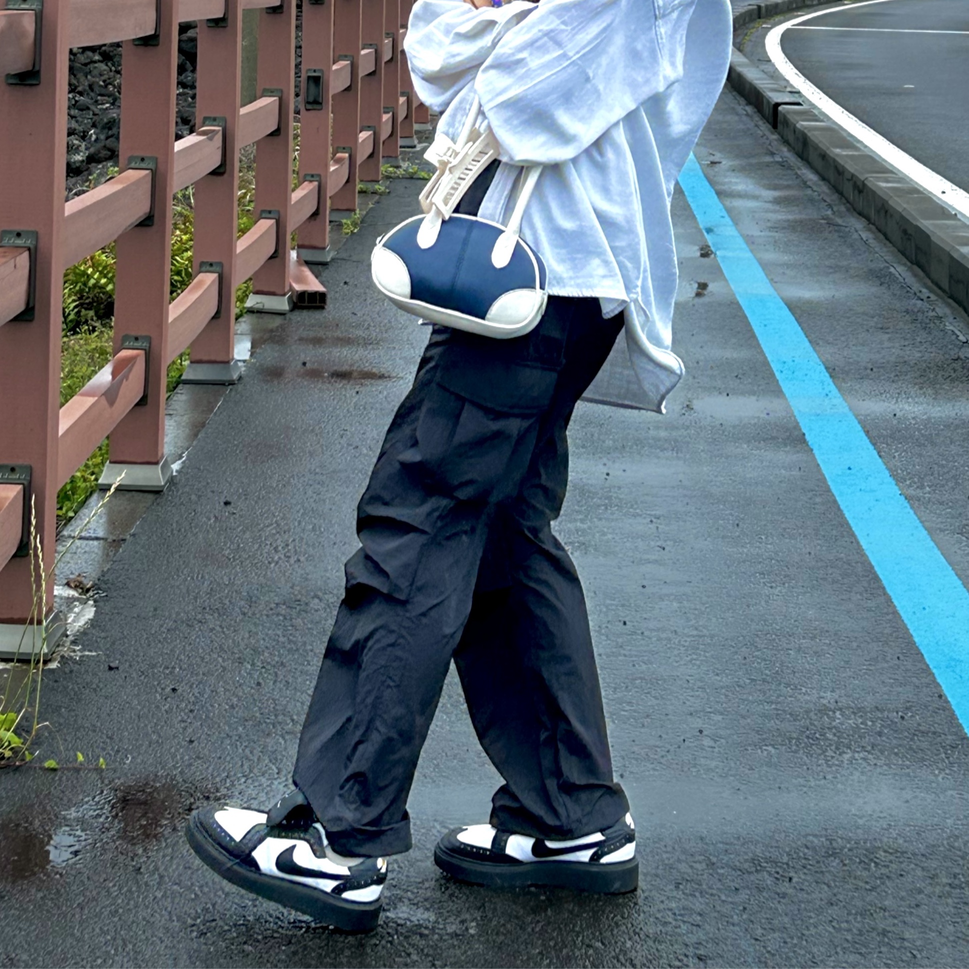 Nike x Peaceminusone Kwondo1 Black and White 착용 스타일 - 2