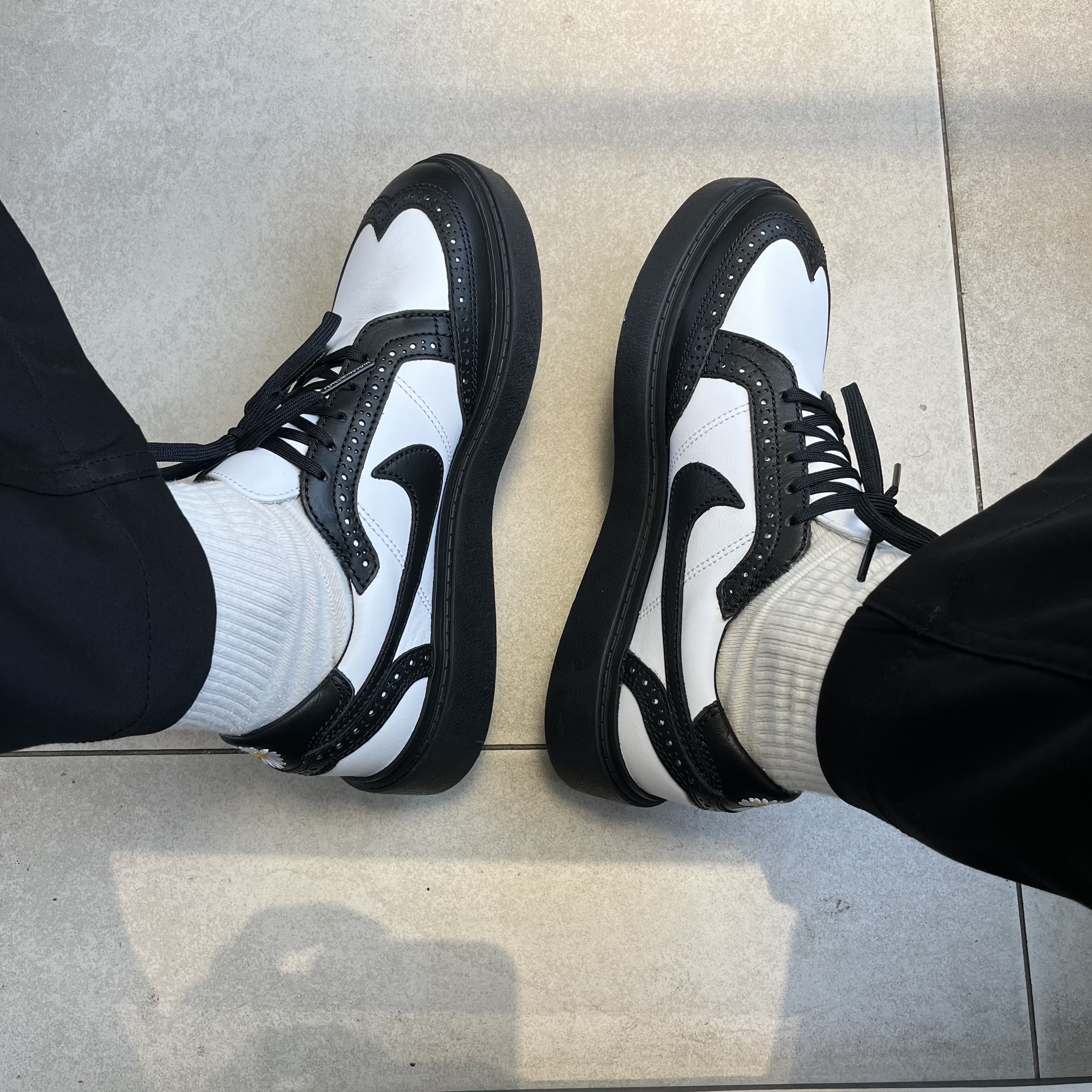 Nike x Peaceminusone Kwondo1 Black and White 착용 스타일 - 2