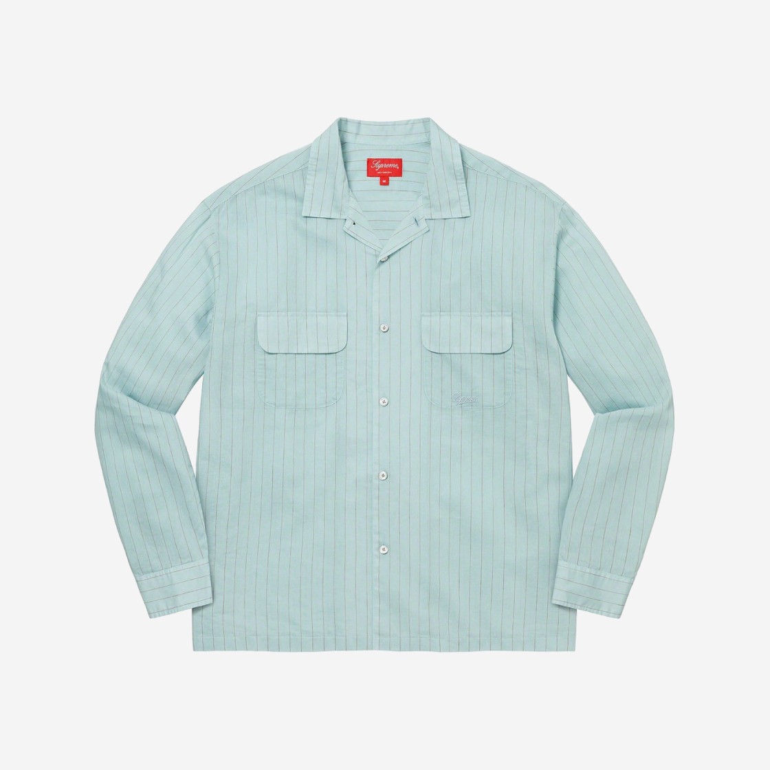 Supreme Pinstripe Linen Shirts Light Blue - 23SS 상세 이미지 1