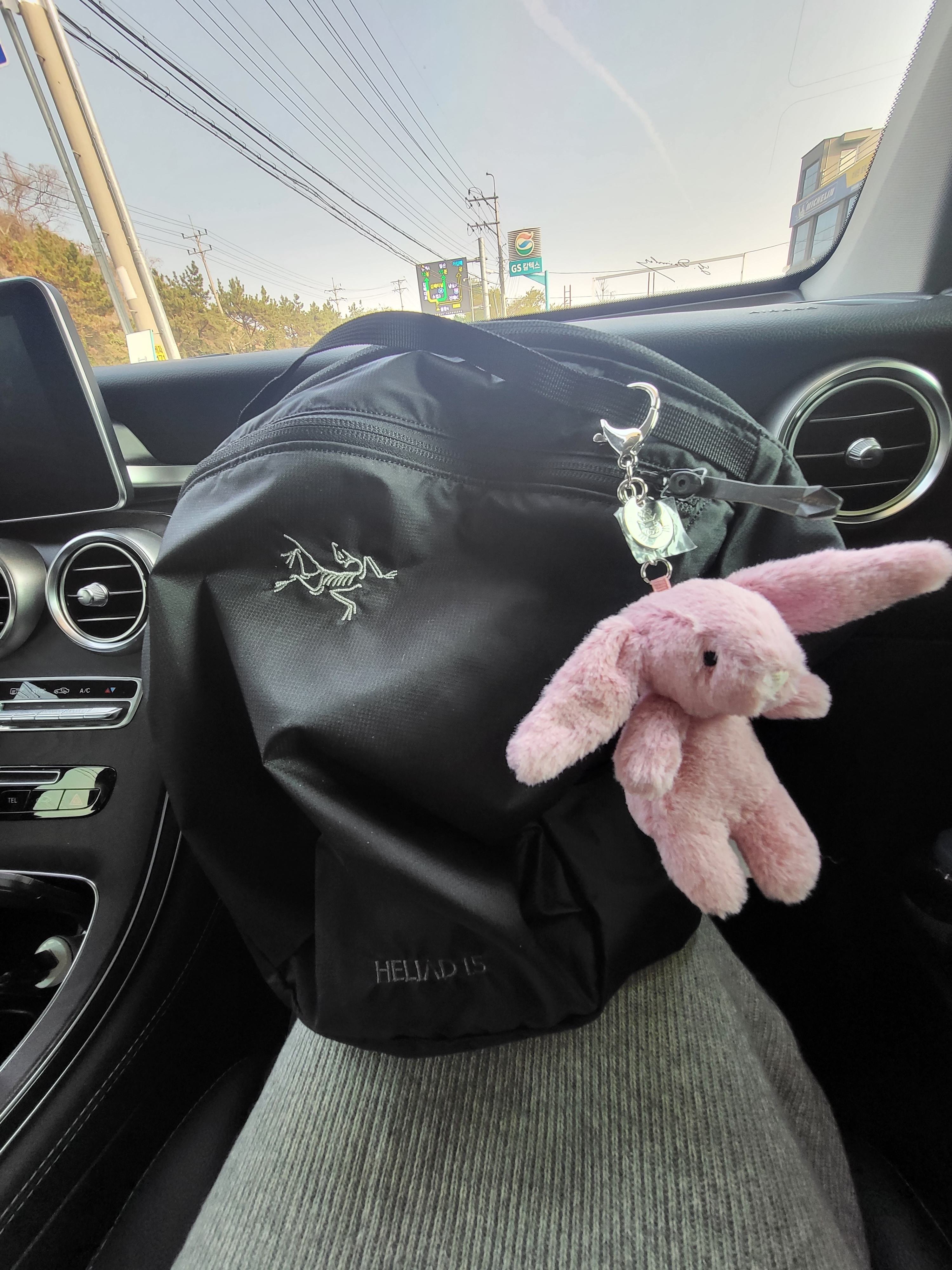Arc'teryx Heliad 15 Backpack Black, Jellycat Bashful Bunny Bag Charm Tulip 착용 스타일
