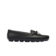 (W) Prada Saffiano Leather Driving Loafers Black