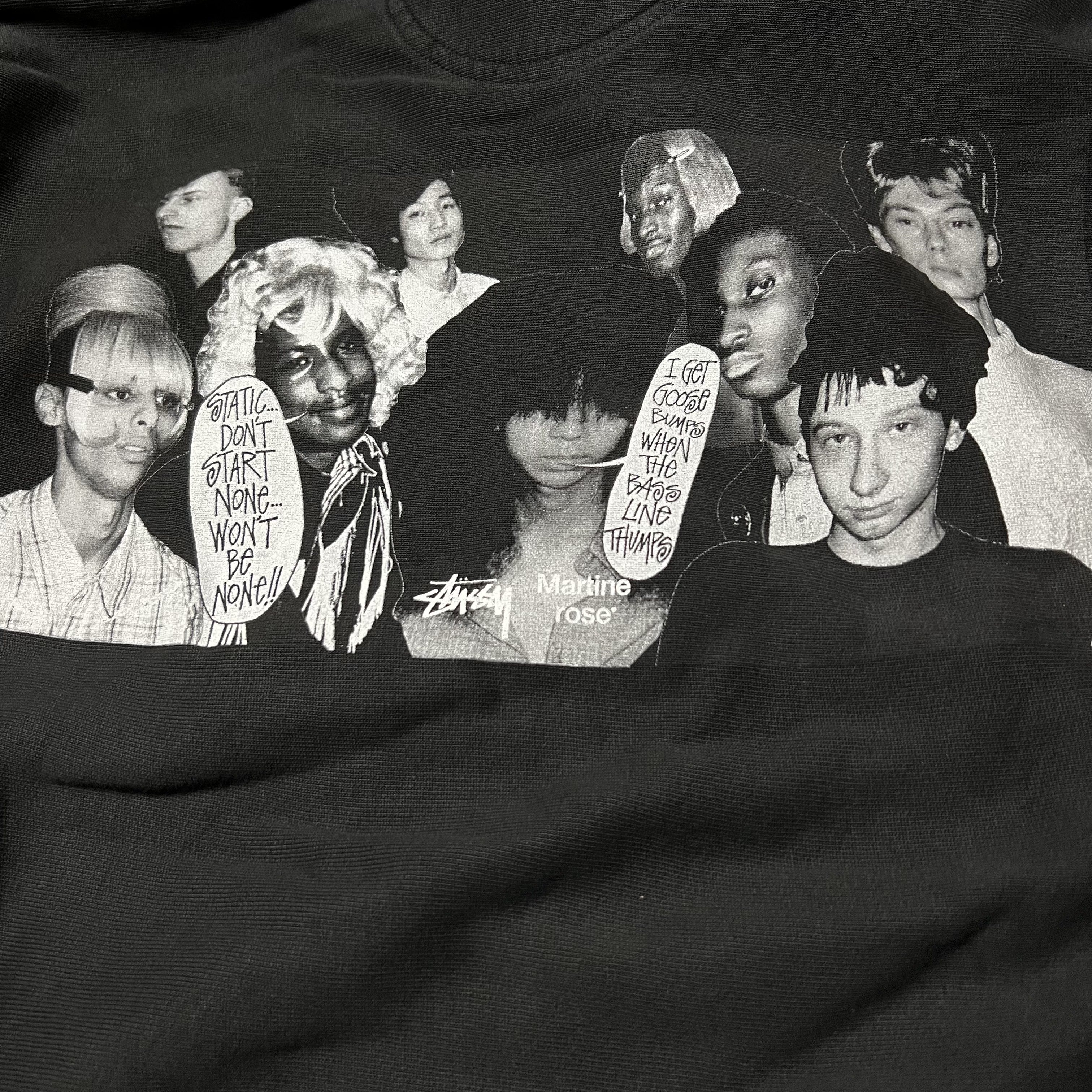Stussy x Martine Rose Collage Pigment Dyed Hoodie Black 착용 스타일 - 2
