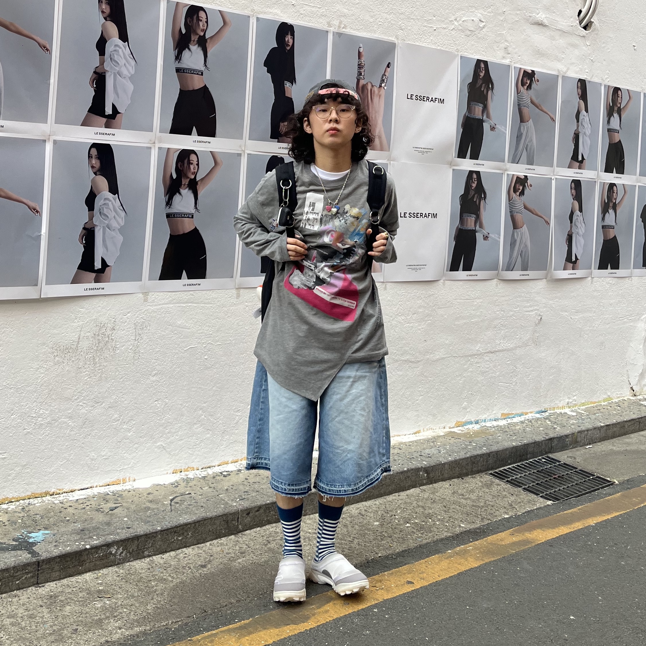 Human Made Five Heart Necklace Silver, Adidas x 032c GSG Mule Grey 착용 스타일 - 3