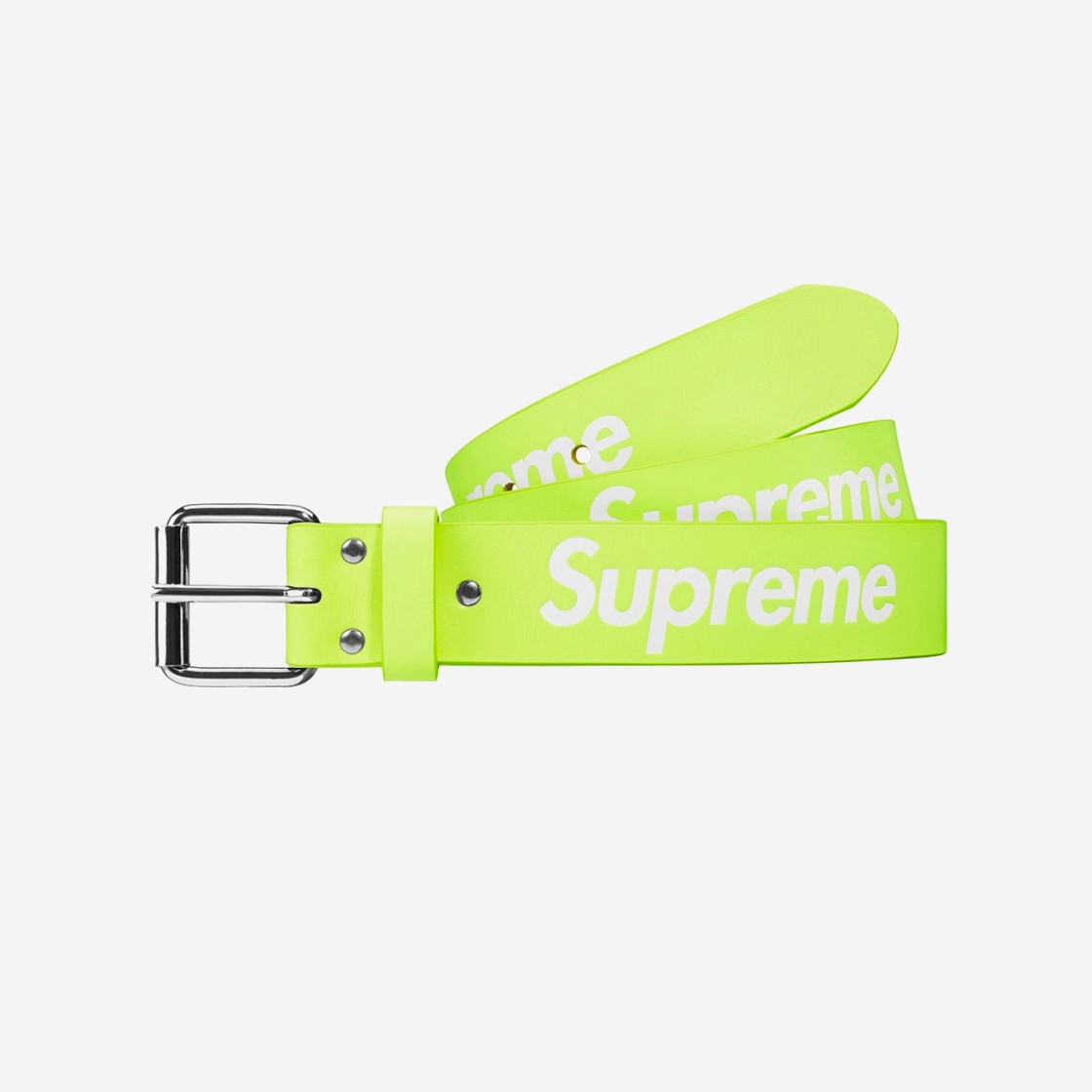 Supreme Repeat Leather Belt Fluorescent Yellow - 23SS 상세 이미지 1