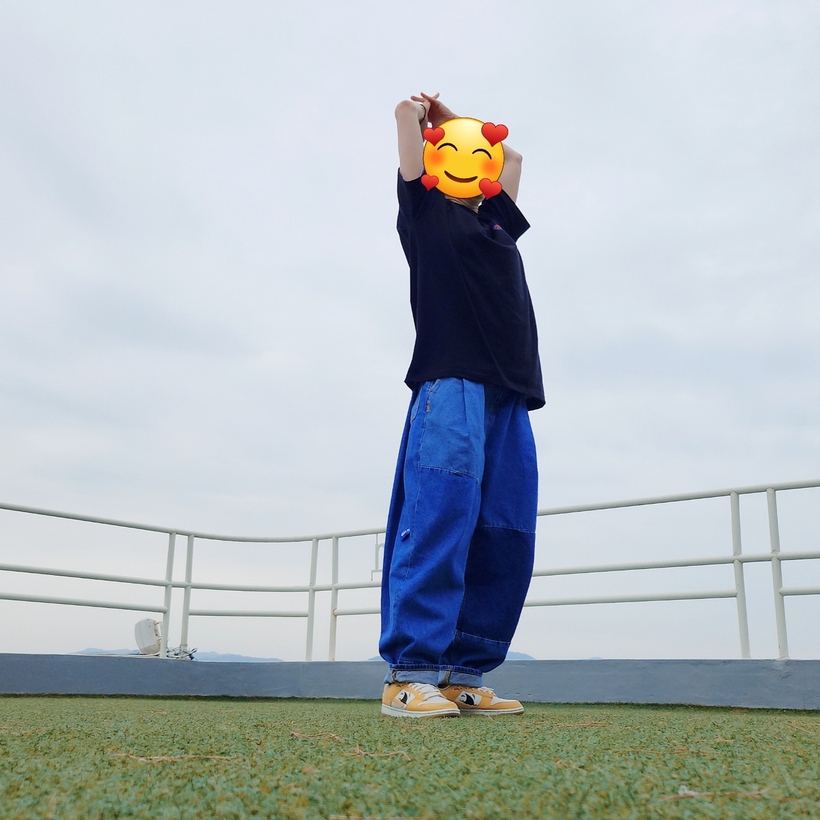 Zara x Ader Error Barrel Leg Jeans Blue 착용 스타일
