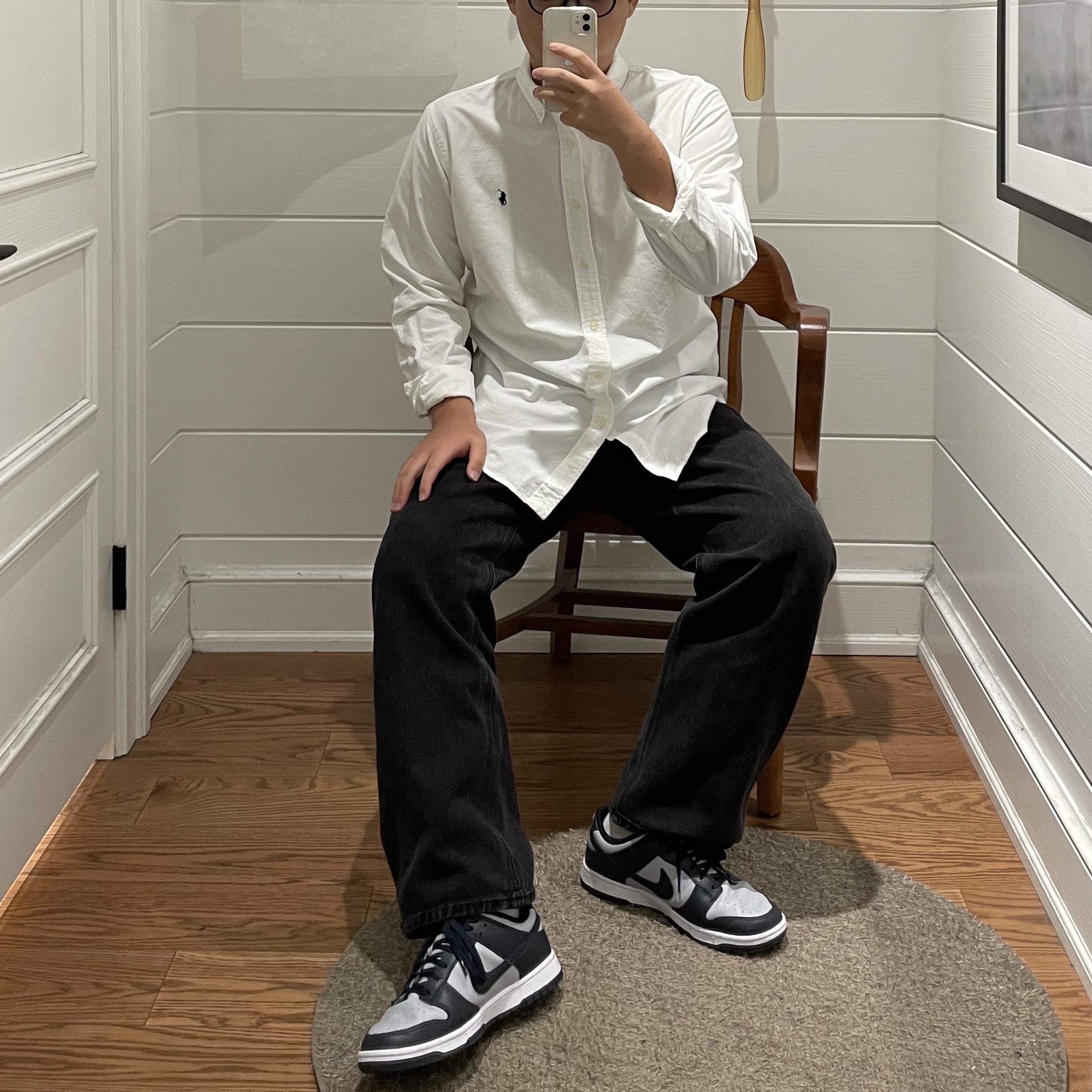 [30% 적립] Polo Ralph Lauren Classic Fit Garment Dyed Oxford Shirt White, Nike Dunk Low Retro Championship Grey 착용 스타일
