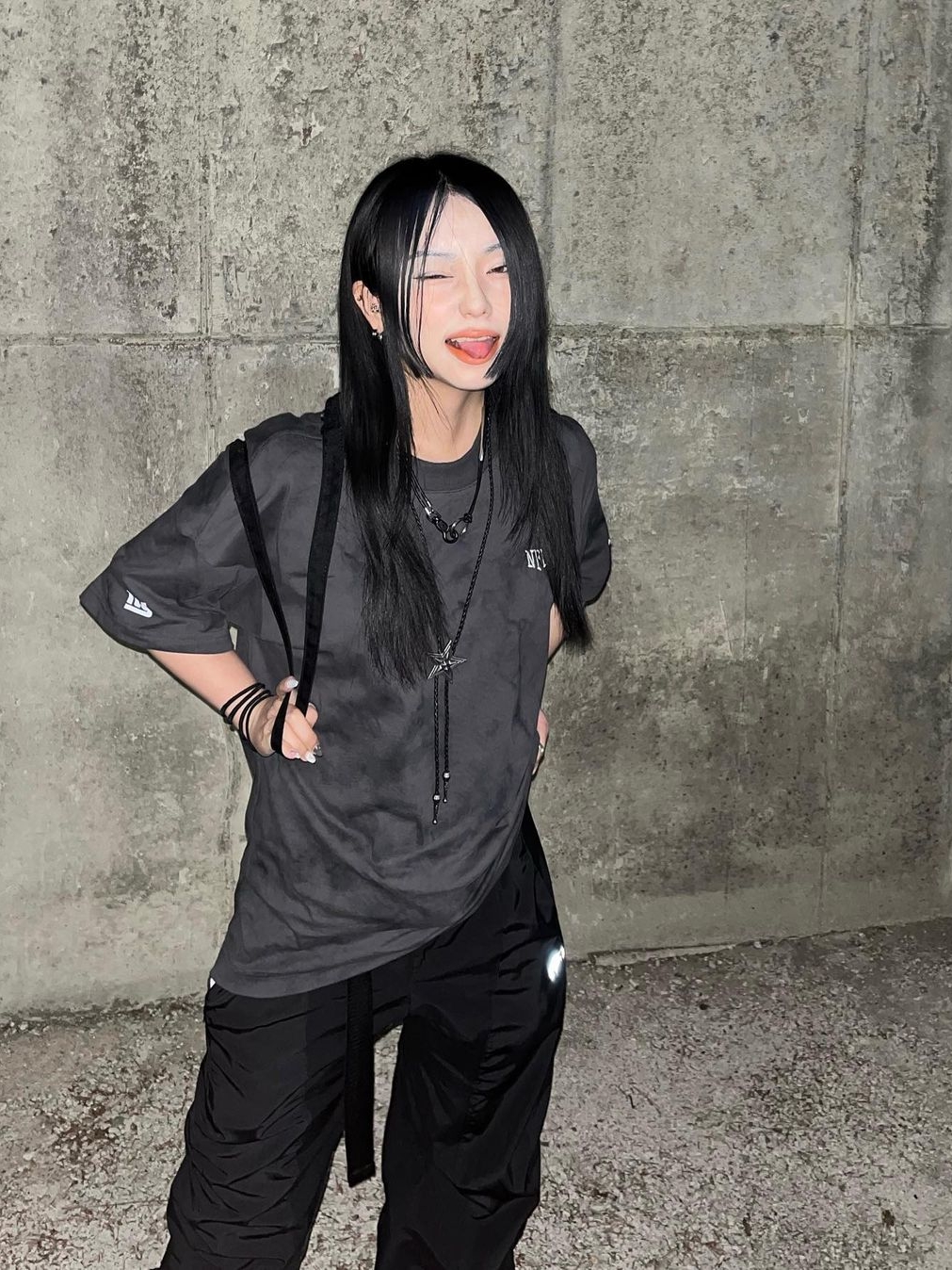 Art Of Field Three Colourway Slit Belt Pants Black 착용 스타일 - 3