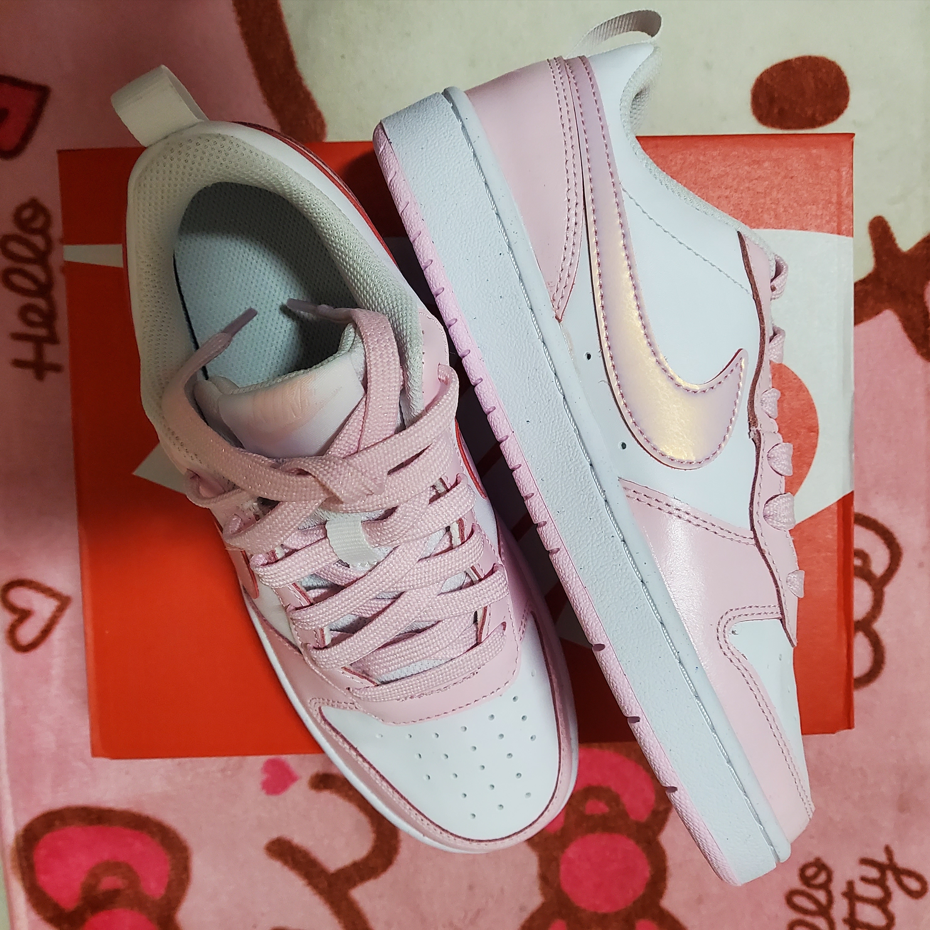 (GS) Nike Court Borough 2 SE White Pink Foam 착용 스타일